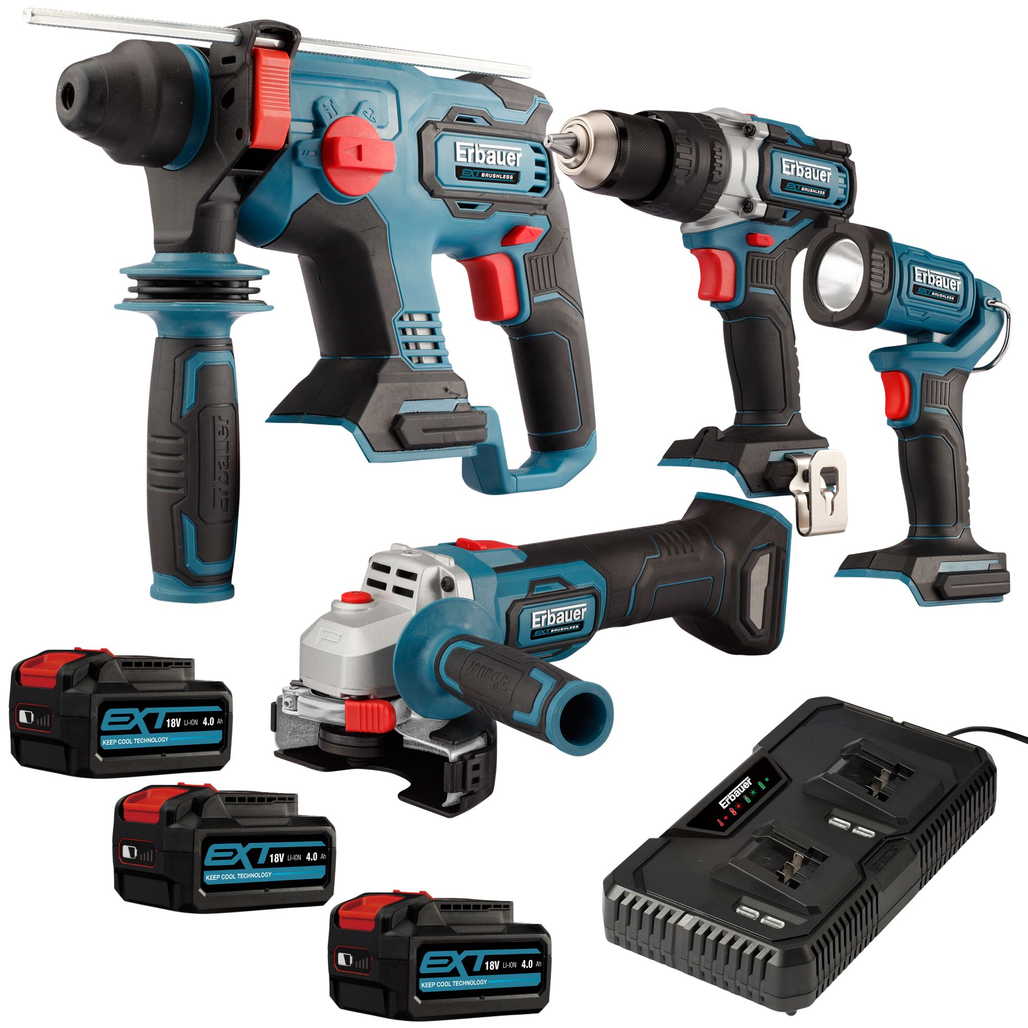 Erbauer 4 piece brushless cordless tool kit new arrivals