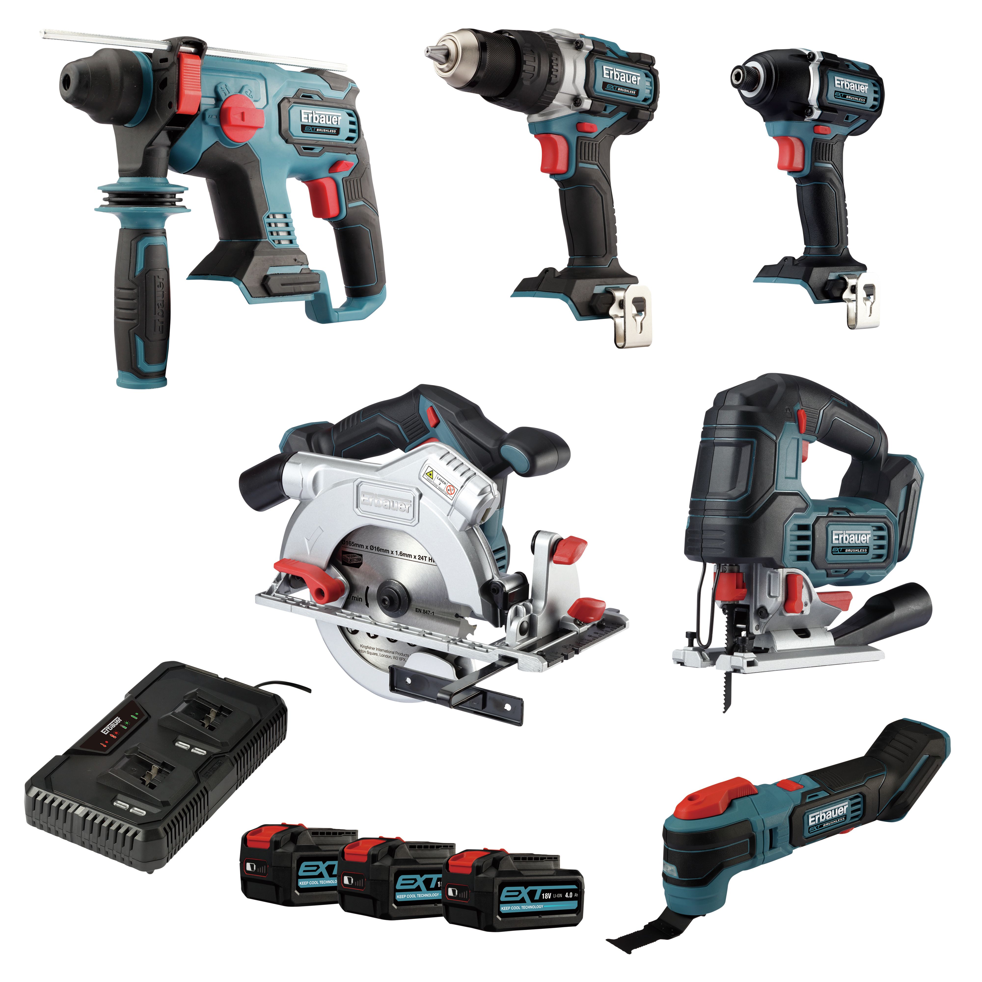 Erbauer 6 piece brushless cordless tool kit new arrivals