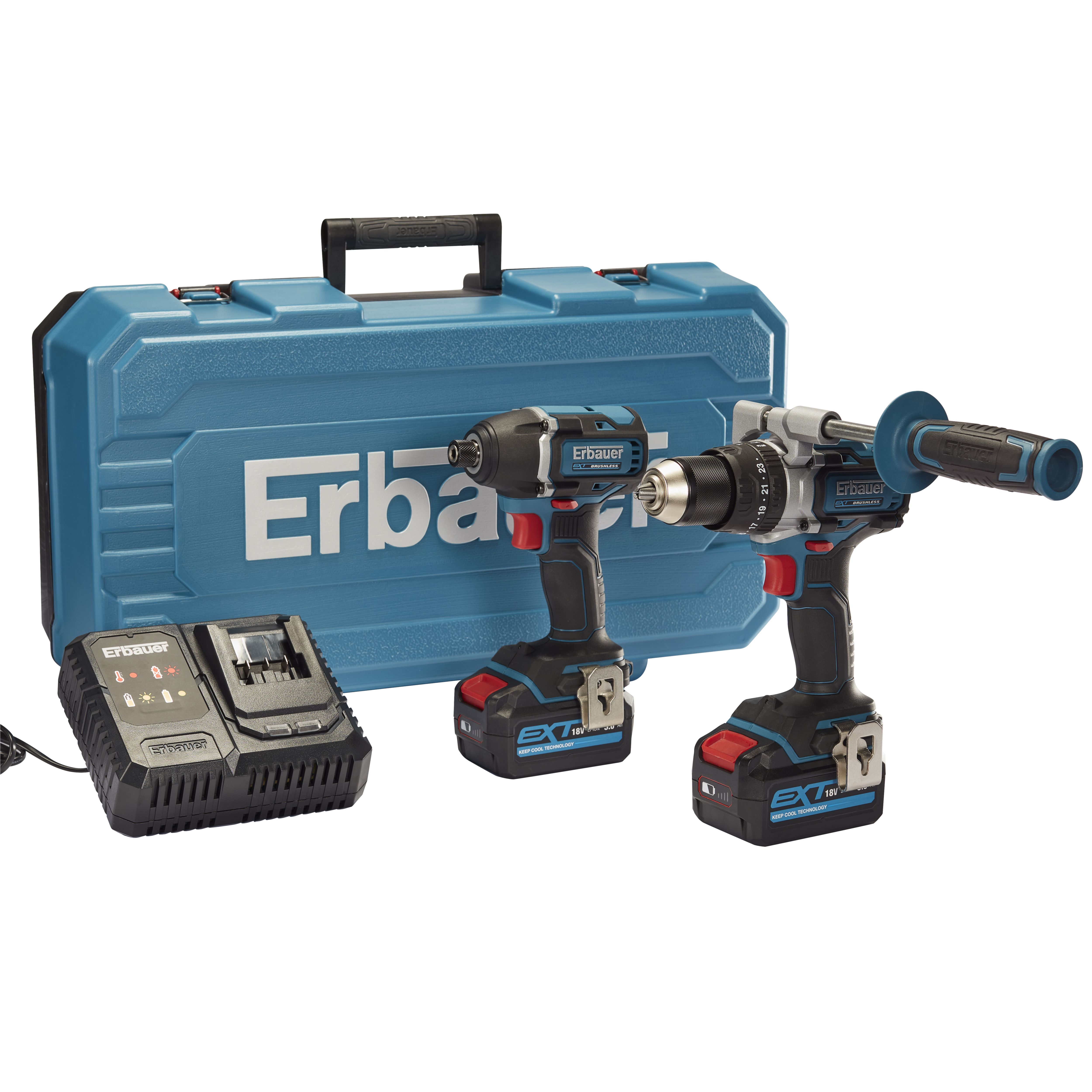 Erbauer EXT 18V 5Ah Liion EXT Cordless 2 piece Power tool kit Tradepoint