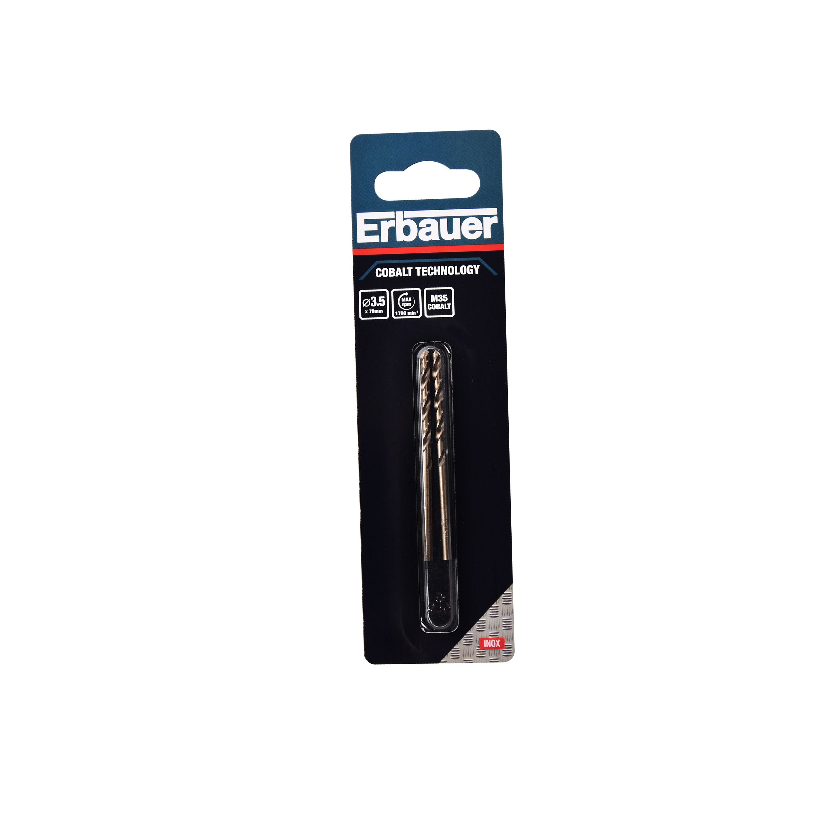 Erbauer Round HSS Drill bit (Dia)3.5mm (L)70mm, Pack of 2