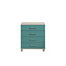 Eris Gloss teal elm effect 4 Drawer Chest of drawers (H)907mm (W)804mm (D)424mm