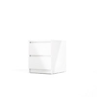 Esla High gloss white 2 Drawer Bedside table (H)500mm (W)400mm (D)500mm