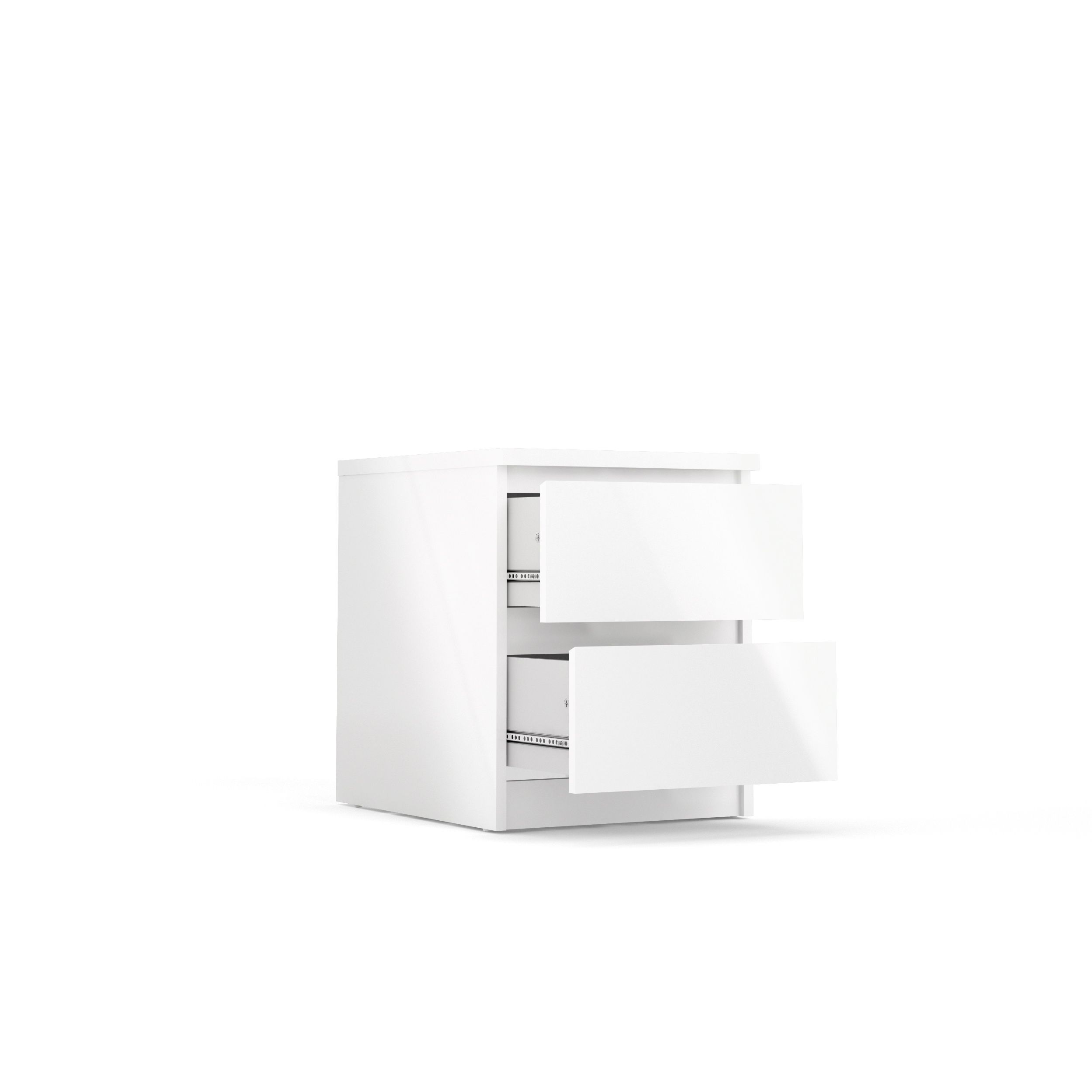 Esla High gloss white 2 Drawer Bedside table (H)500mm (W)400mm (D)500mm
