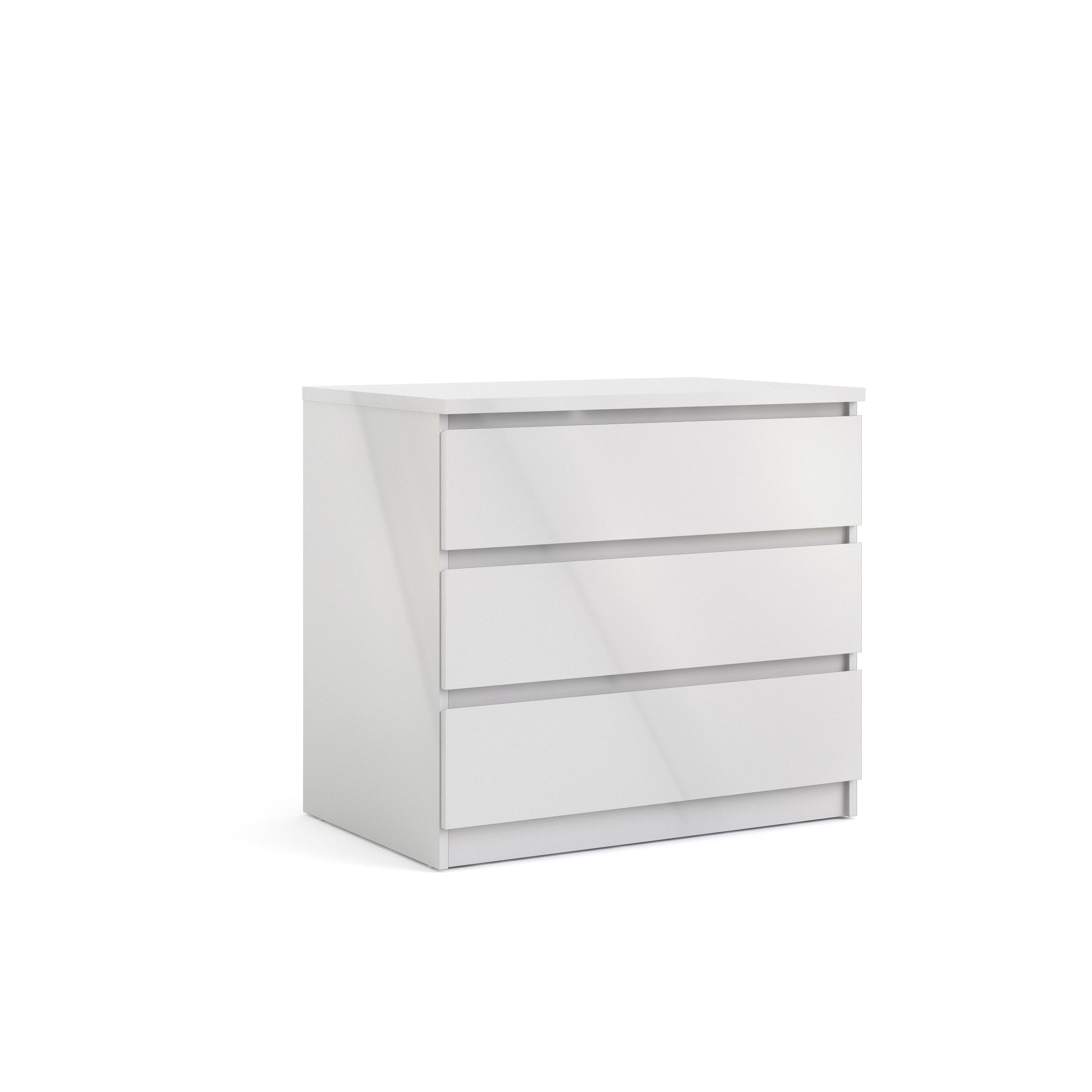 Esla High gloss white 3 Drawer Chest of drawers (H)700mm (W)770mm (D)500mm