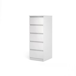 Esla High gloss white 5 Drawer Chest of drawers (H)1100mm (W)400mm (D)500mm