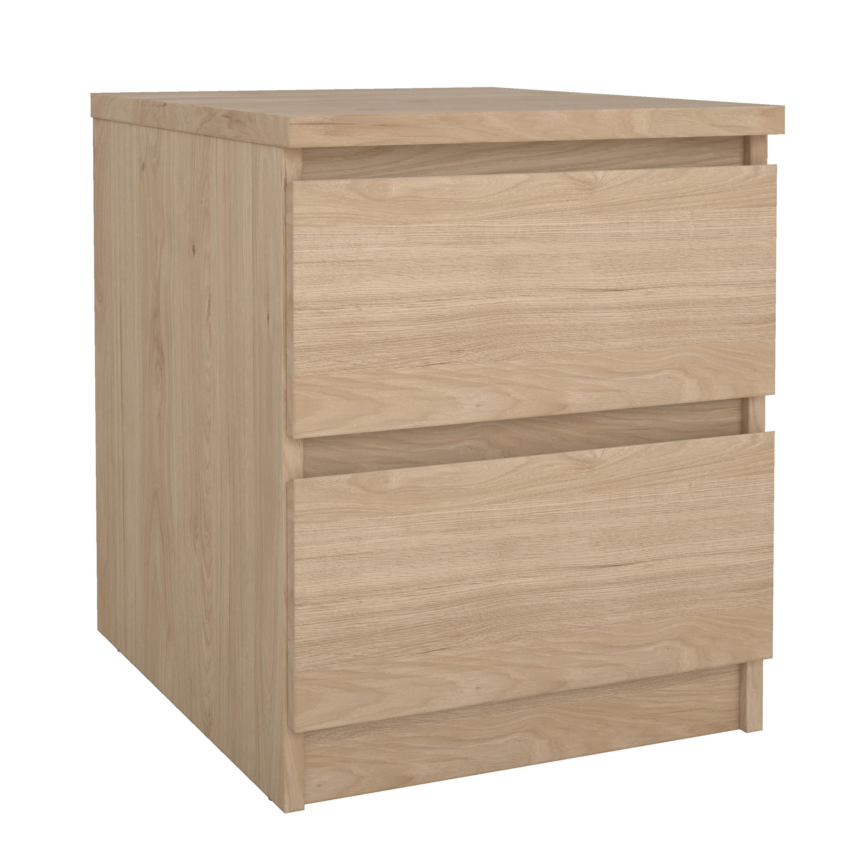 Esla Matt jackson hickory 2 Drawer Bedside table (H)495mm (W)404mm (D)500mm