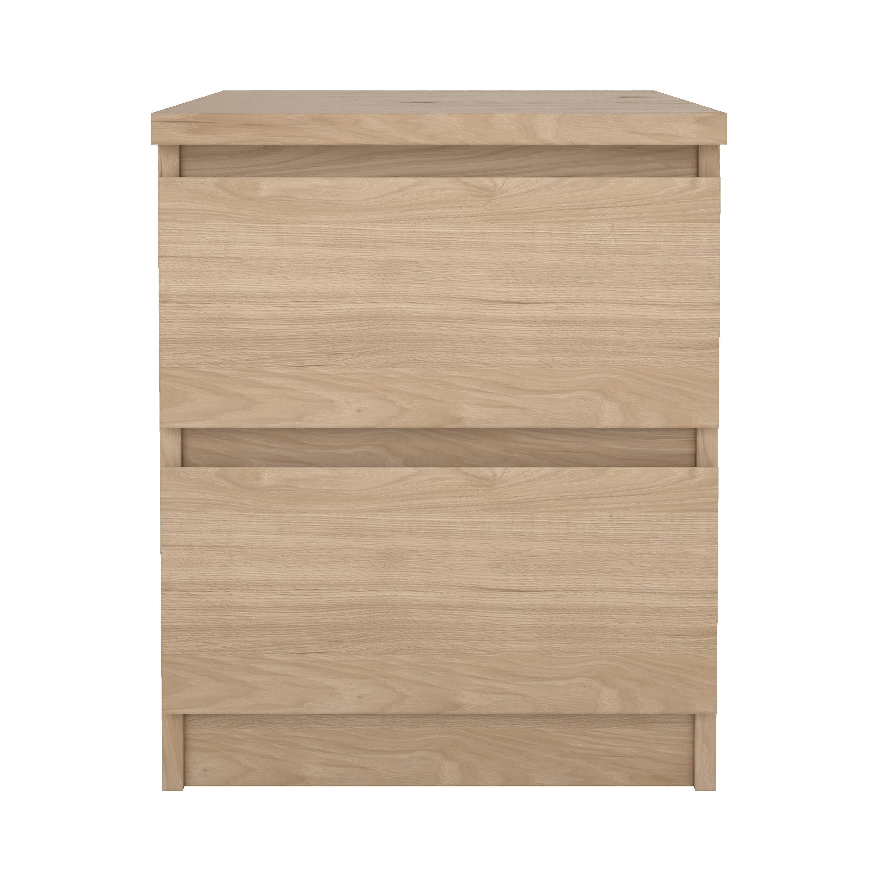 Esla Matt jackson hickory 2 Drawer Bedside table (H)495mm (W)404mm (D)500mm