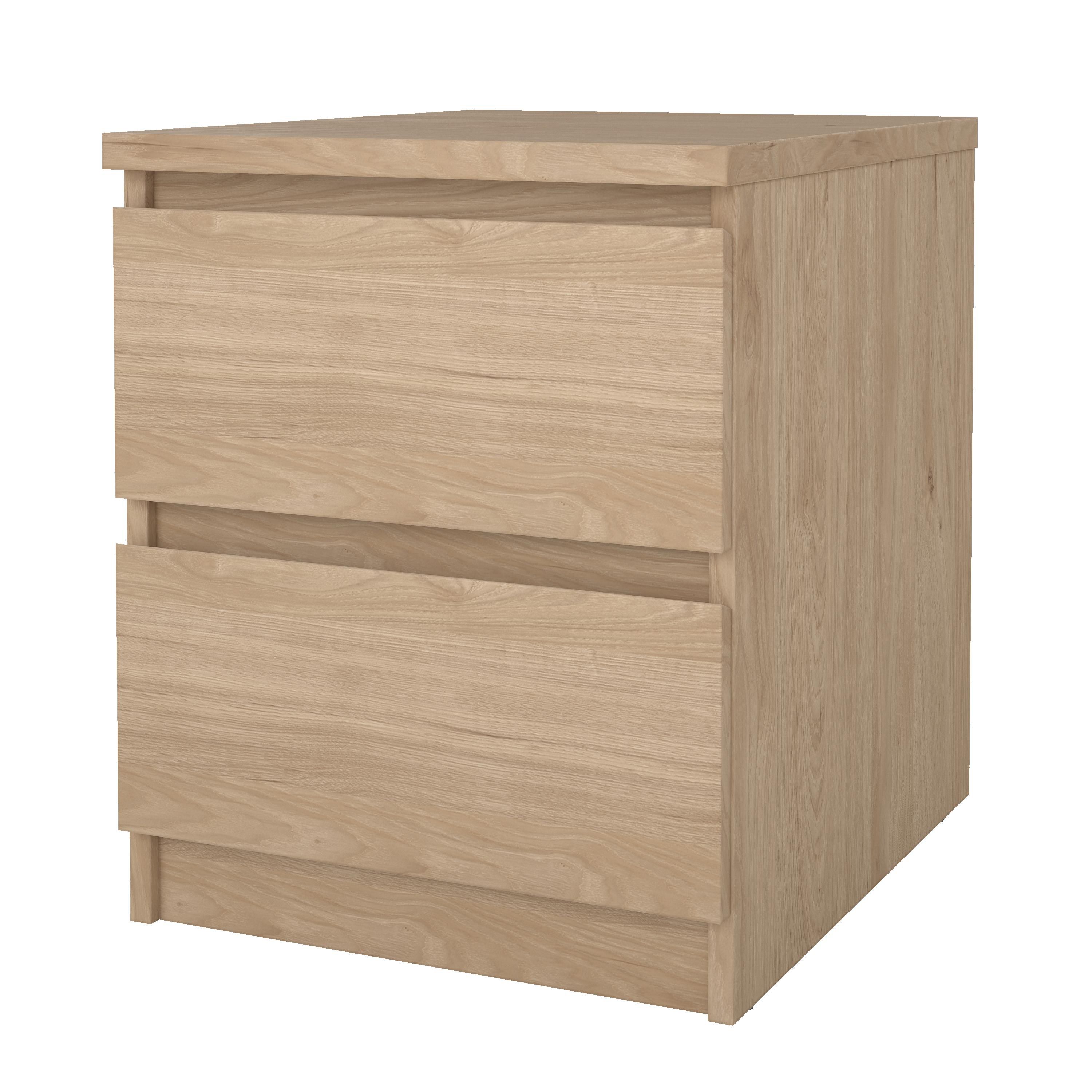 Esla Matt jackson hickory 2 Drawer Bedside table (H)495mm (W)404mm (D)500mm