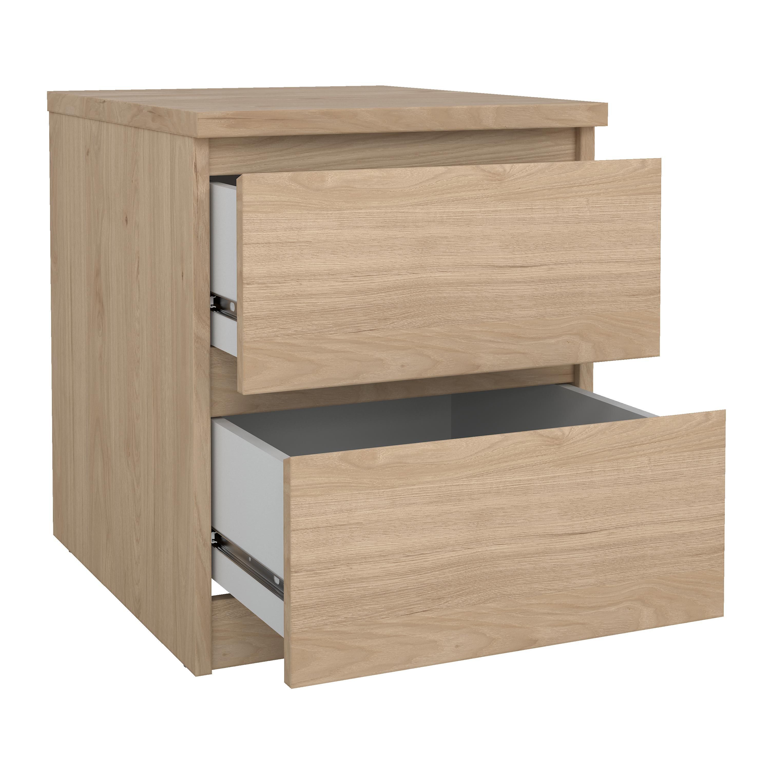 Esla Matt jackson hickory 2 Drawer Bedside table (H)495mm (W)404mm (D)500mm