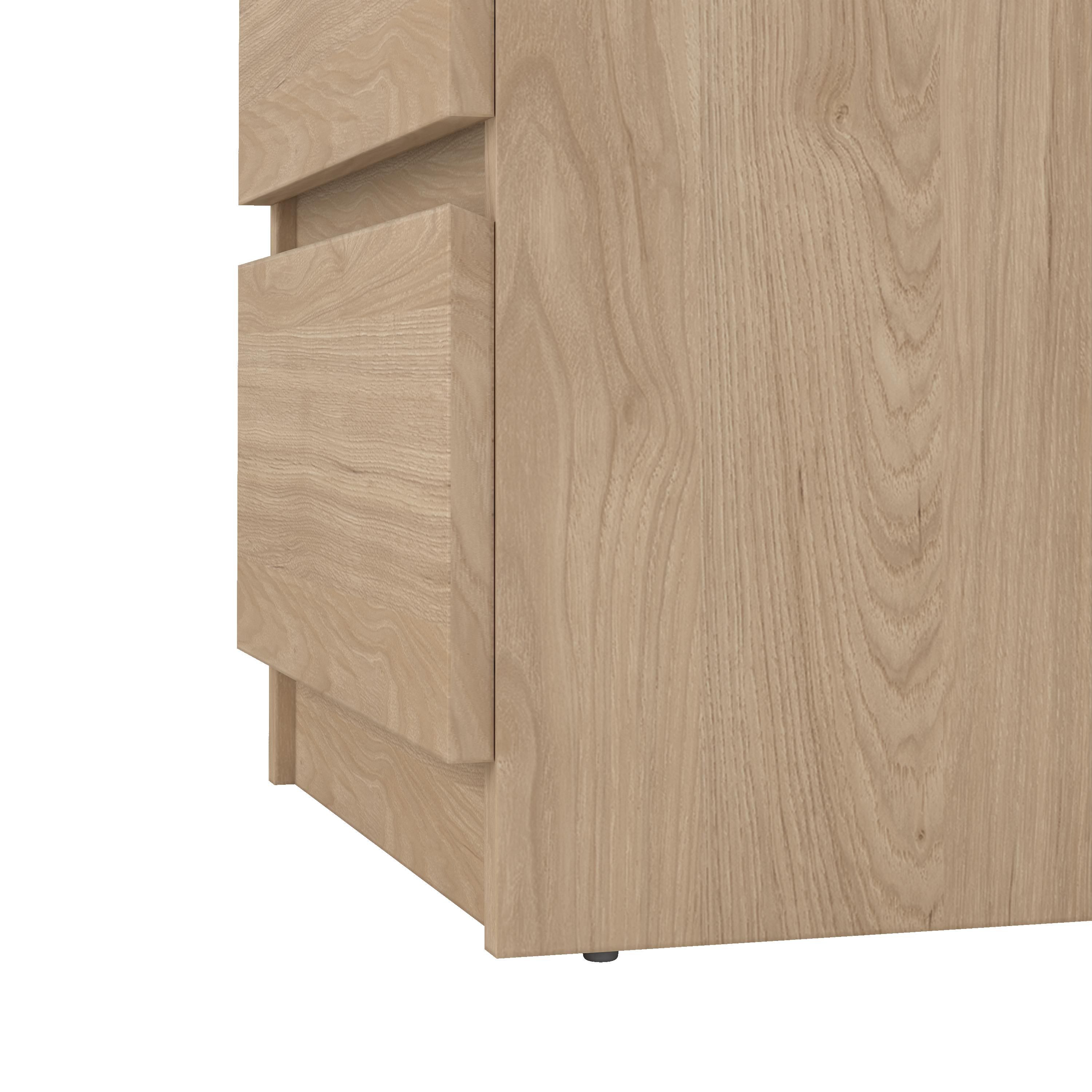 Esla Matt jackson hickory 2 Drawer Bedside table (H)495mm (W)404mm (D)500mm