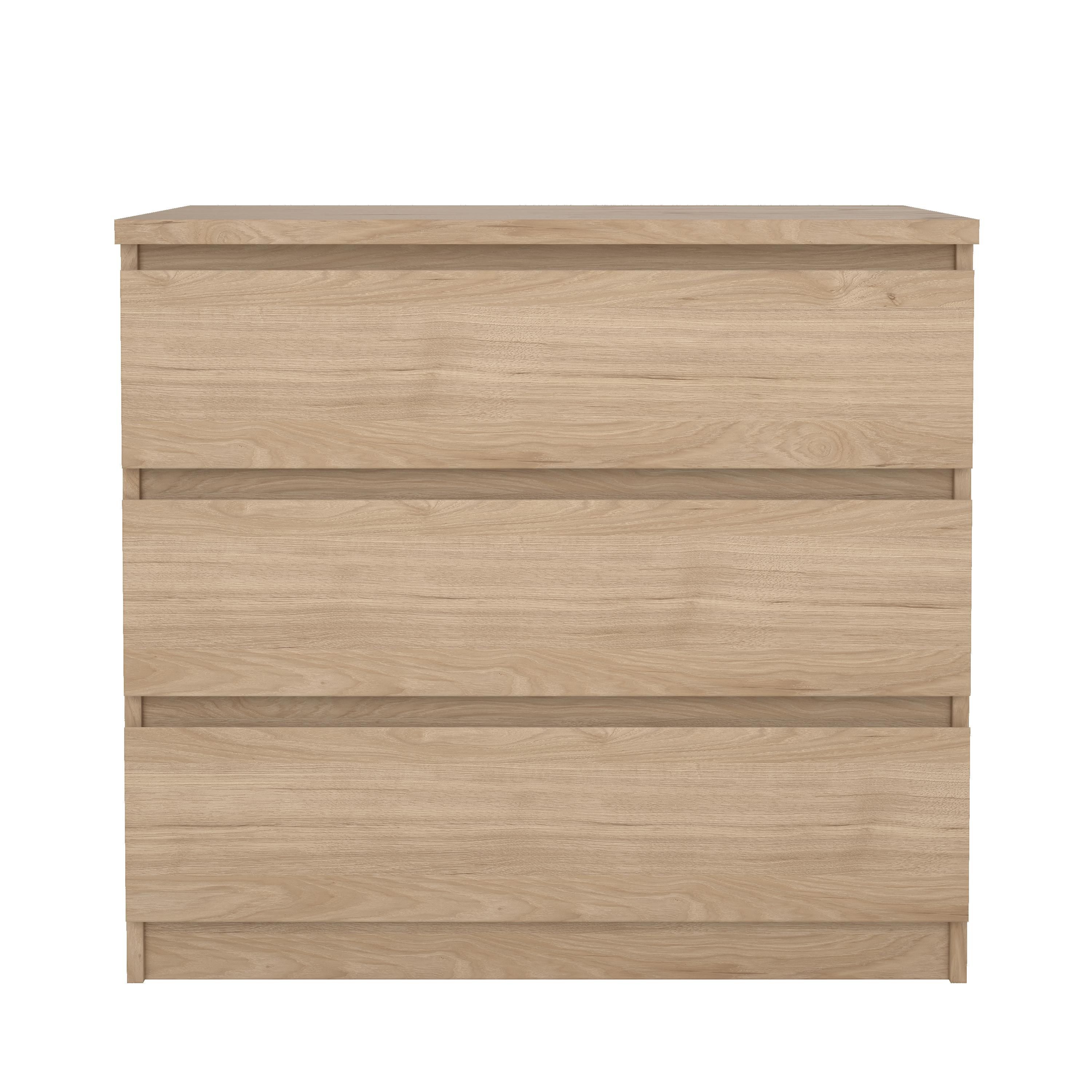 Esla Matt jackson hickory 3 Drawer Chest (H)701mm (W)770mm (D)500mm