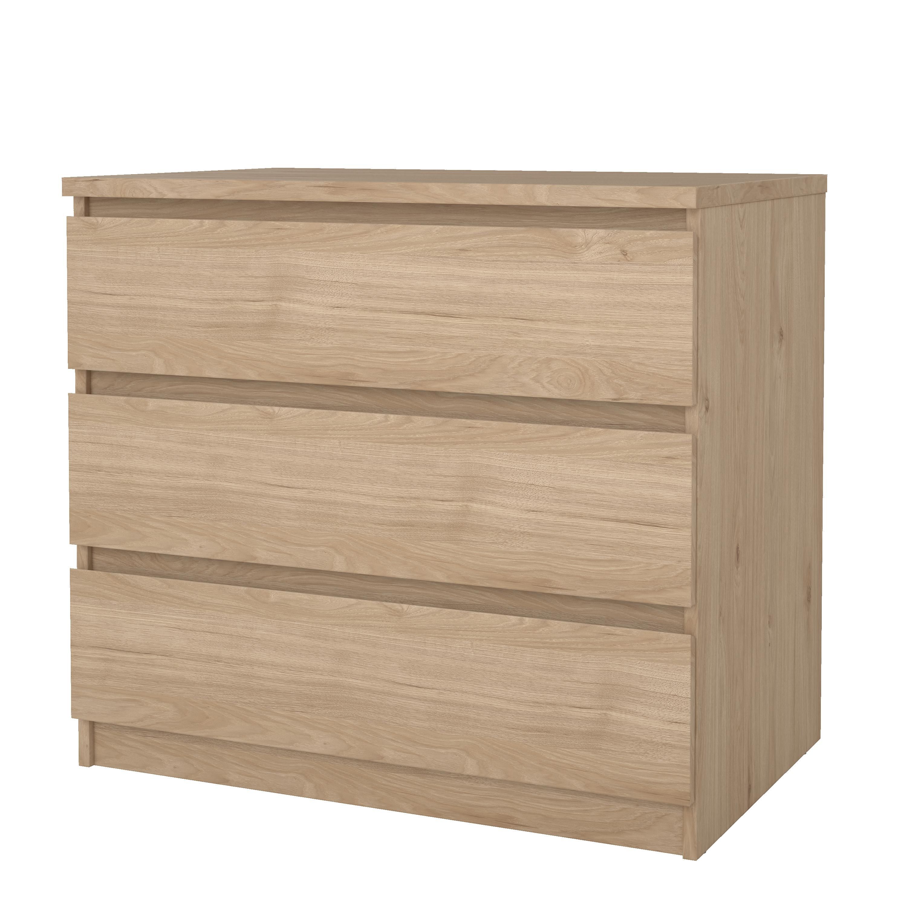 Esla Matt jackson hickory 3 Drawer Chest (H)701mm (W)770mm (D)500mm