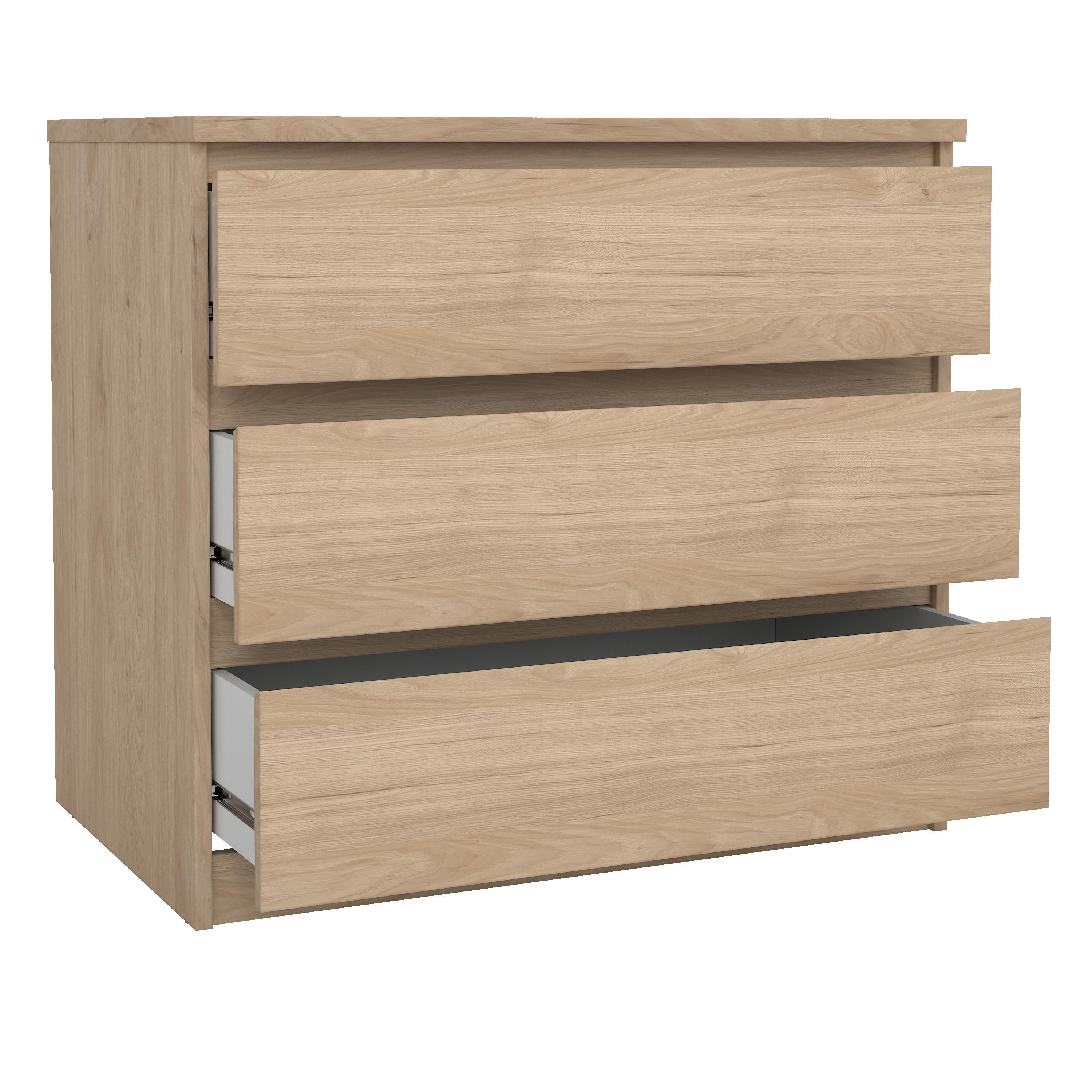 Esla Matt jackson hickory 3 Drawer Chest (H)701mm (W)770mm (D)500mm