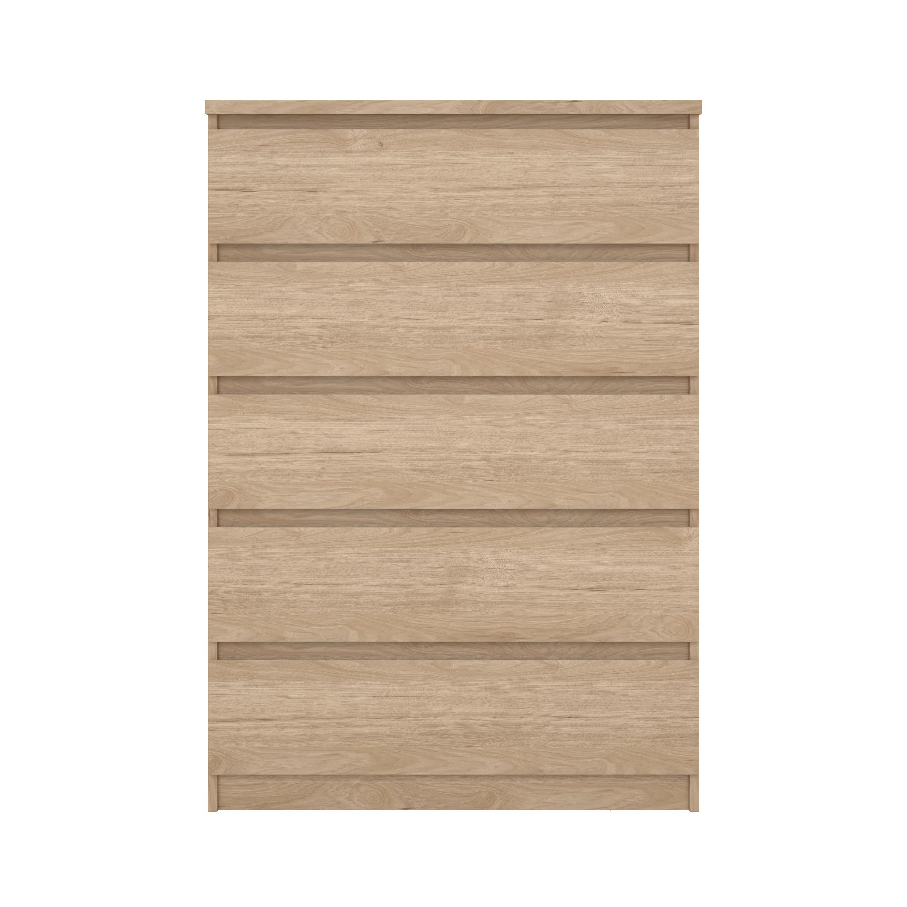 Esla Matt jackson hickory 5 Drawer Chest (H)1113mm (W)770mm (D)500mm