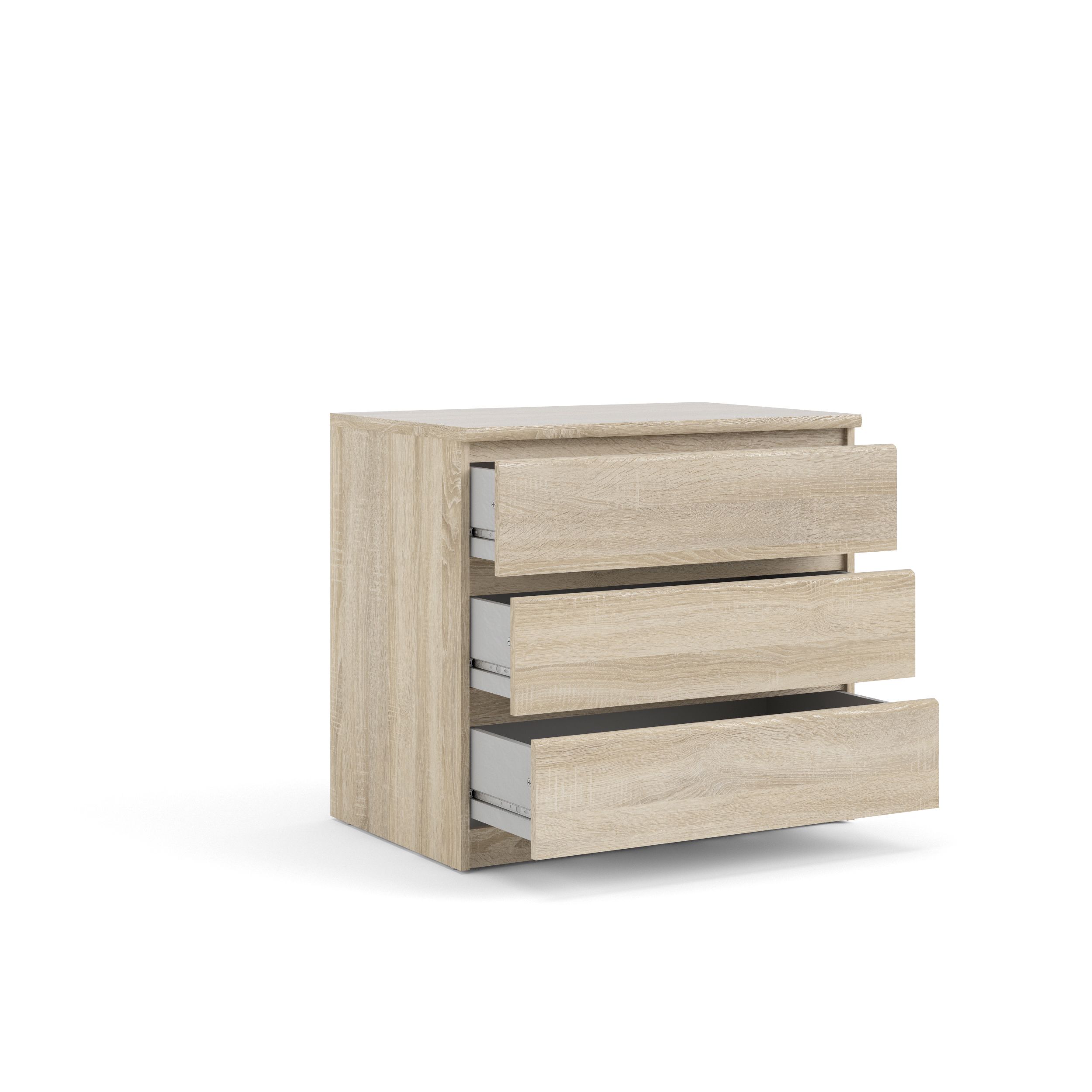 Esla Matt oak effect 3 Drawer Chest of drawers (H)700mm (W)770mm (D)500mm