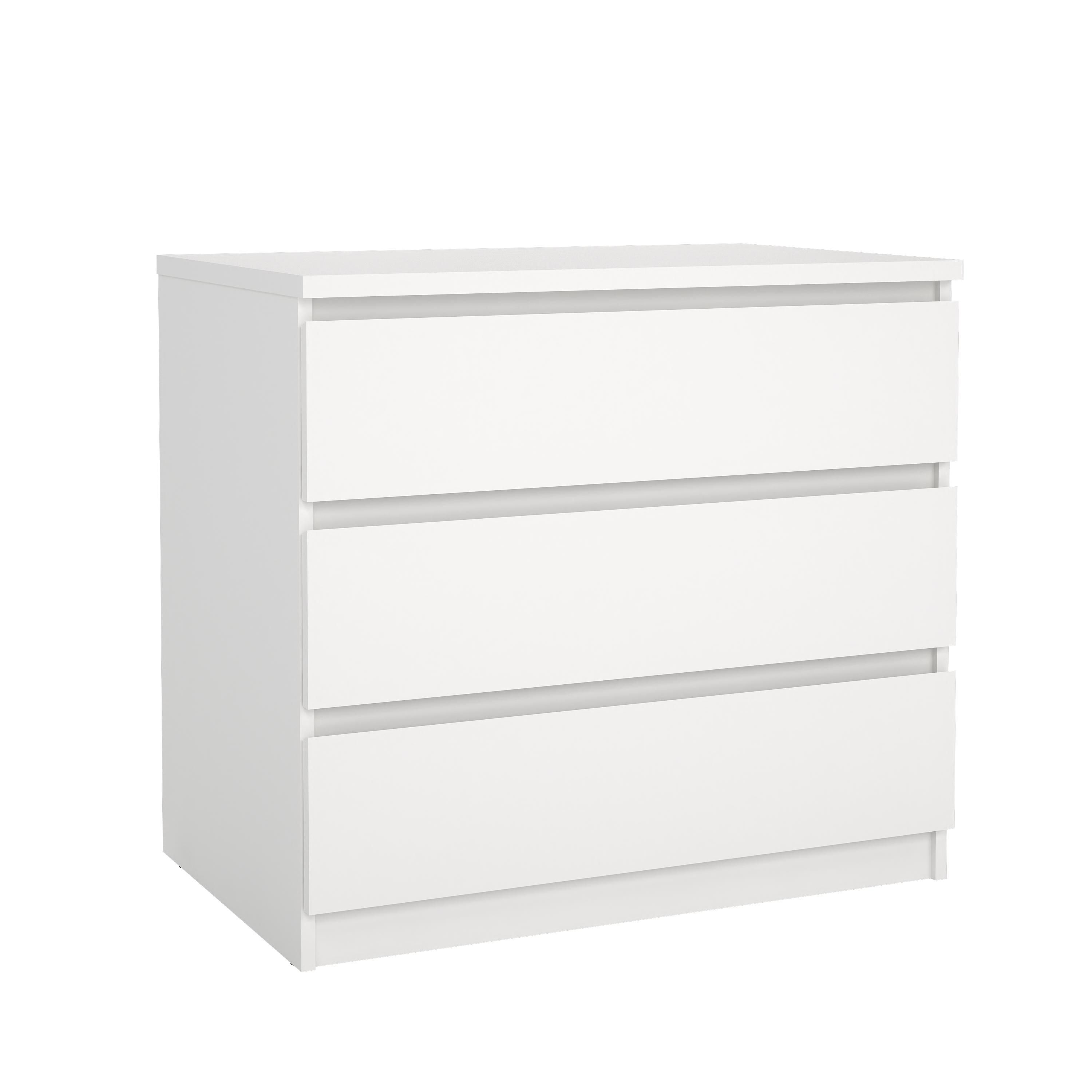 Esla Matt white 3 Drawer Chest (H)701mm (W)770mm (D)500mm