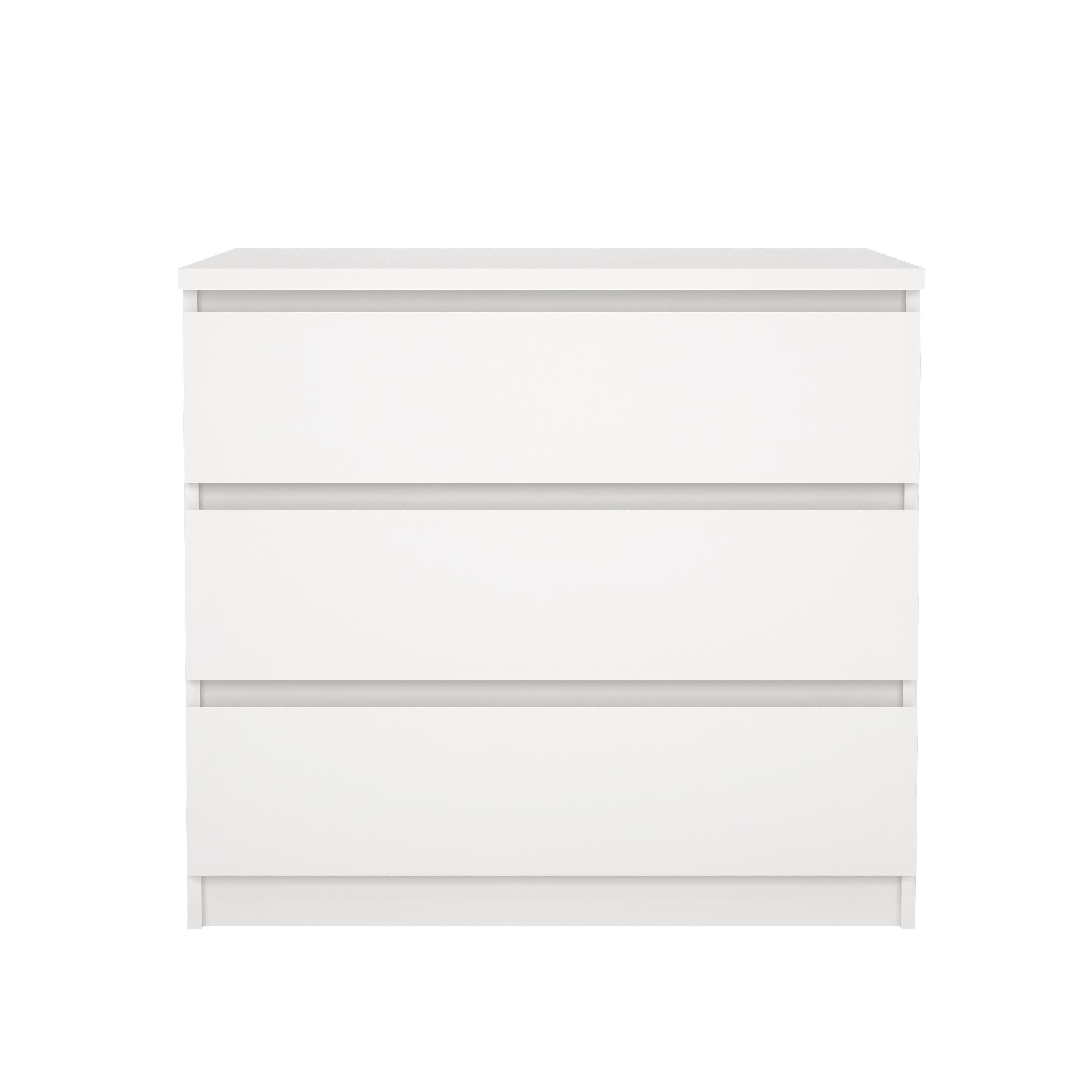 Esla Matt white 3 Drawer Chest (H)701mm (W)770mm (D)500mm