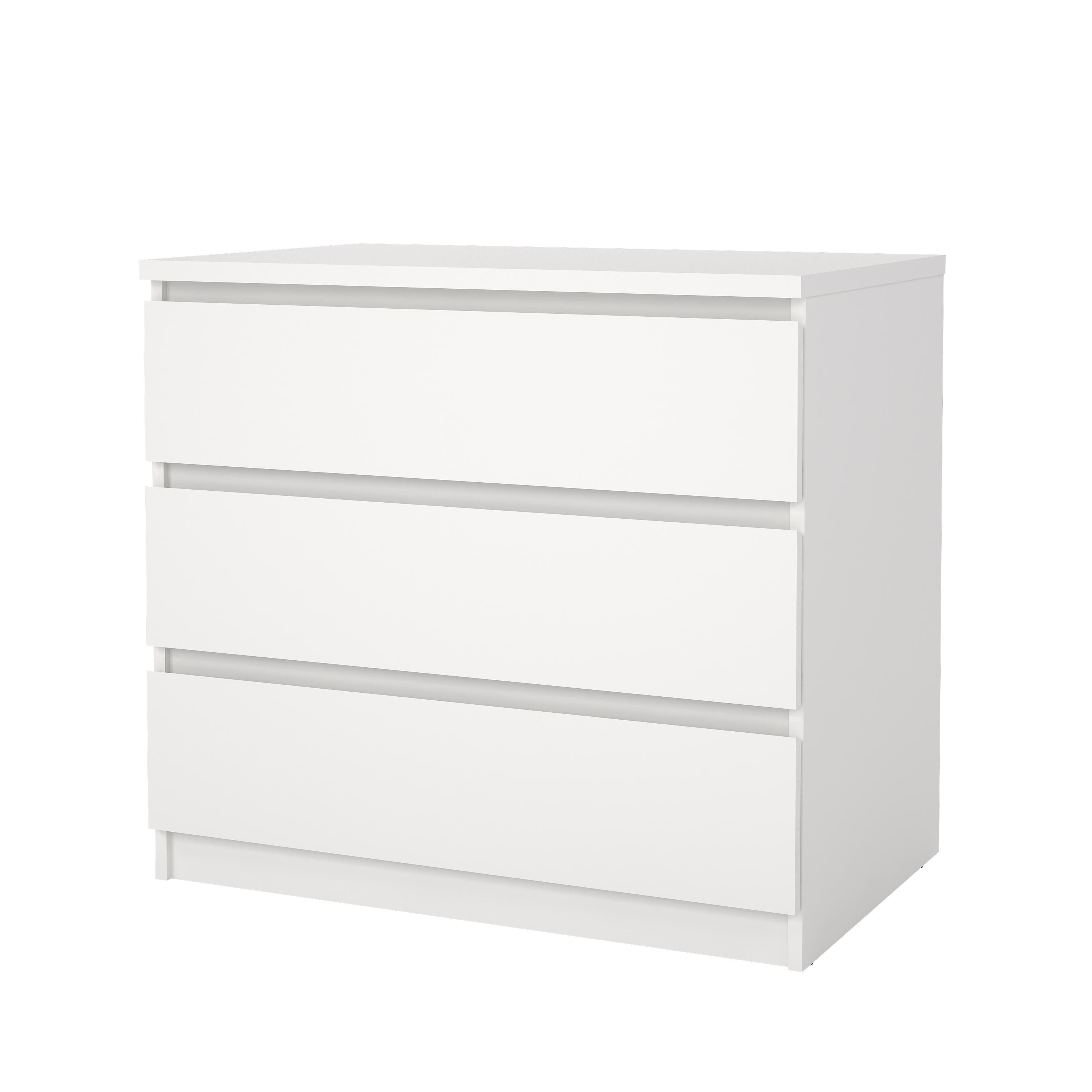 Esla Matt white 3 Drawer Chest (H)701mm (W)770mm (D)500mm