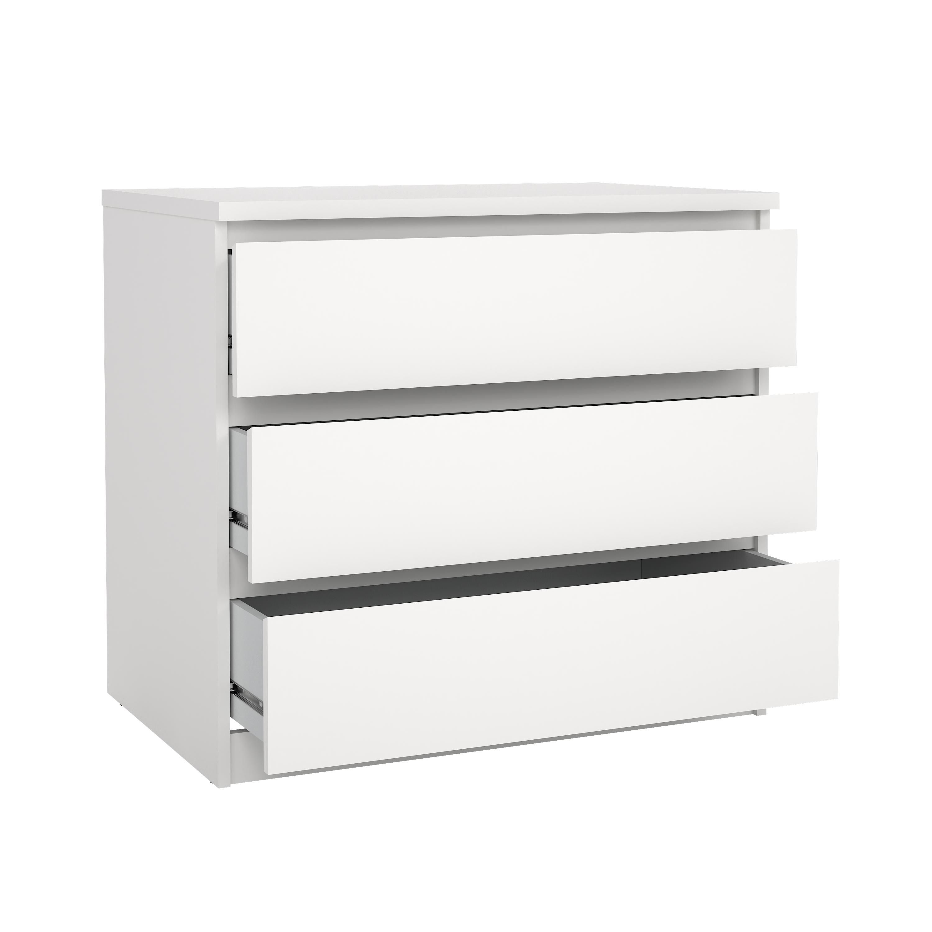 Esla Matt white 3 Drawer Chest (H)701mm (W)770mm (D)500mm