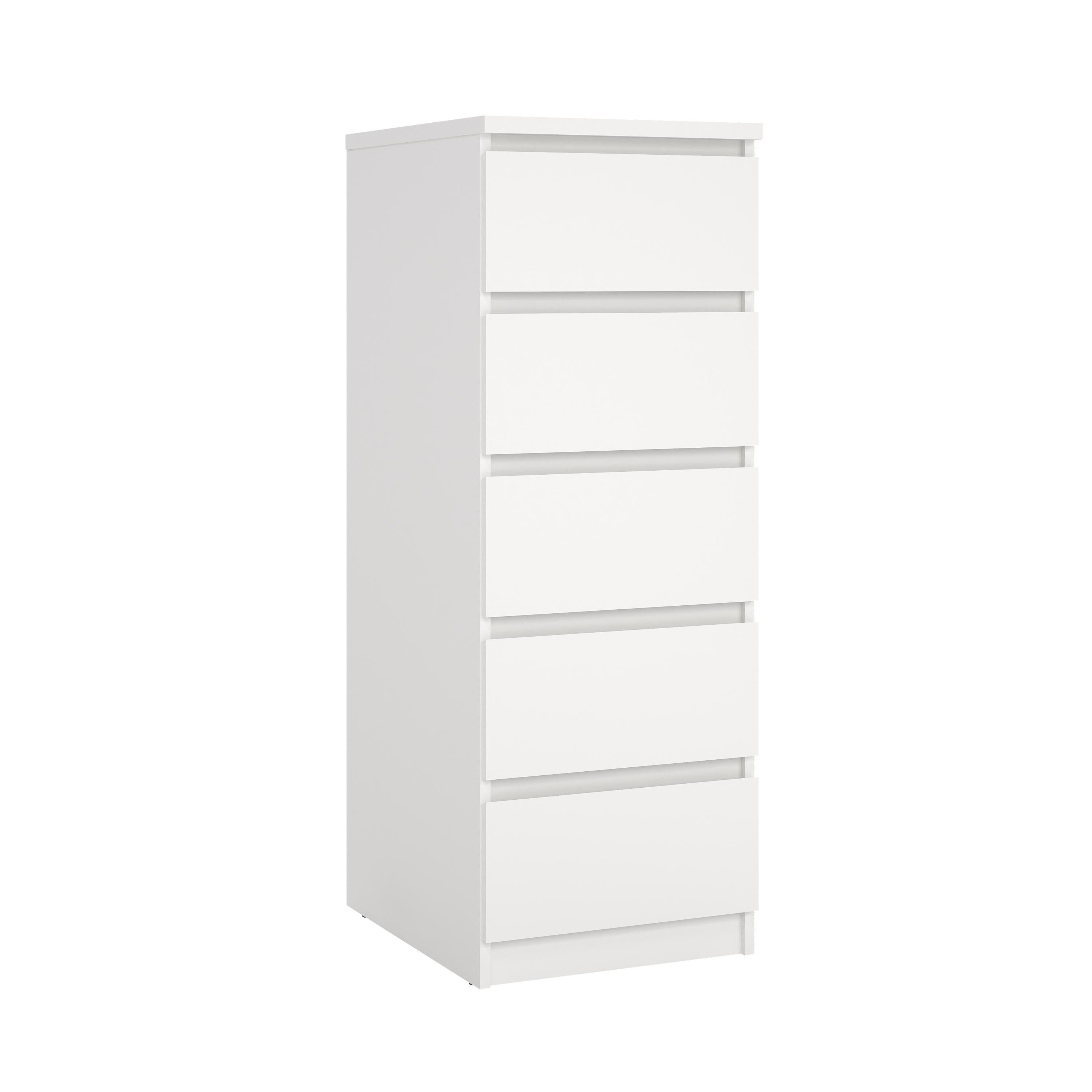 Esla Matt white 5 Drawer Chest (H)1113mm (W)404mm (D)500mm