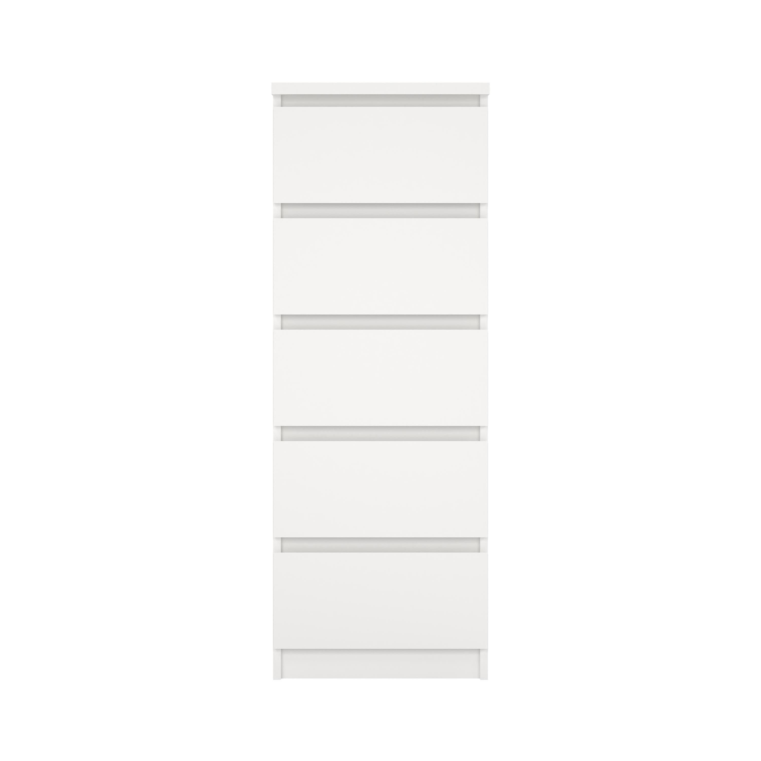 Esla Matt white 5 Drawer Chest (H)1113mm (W)404mm (D)500mm