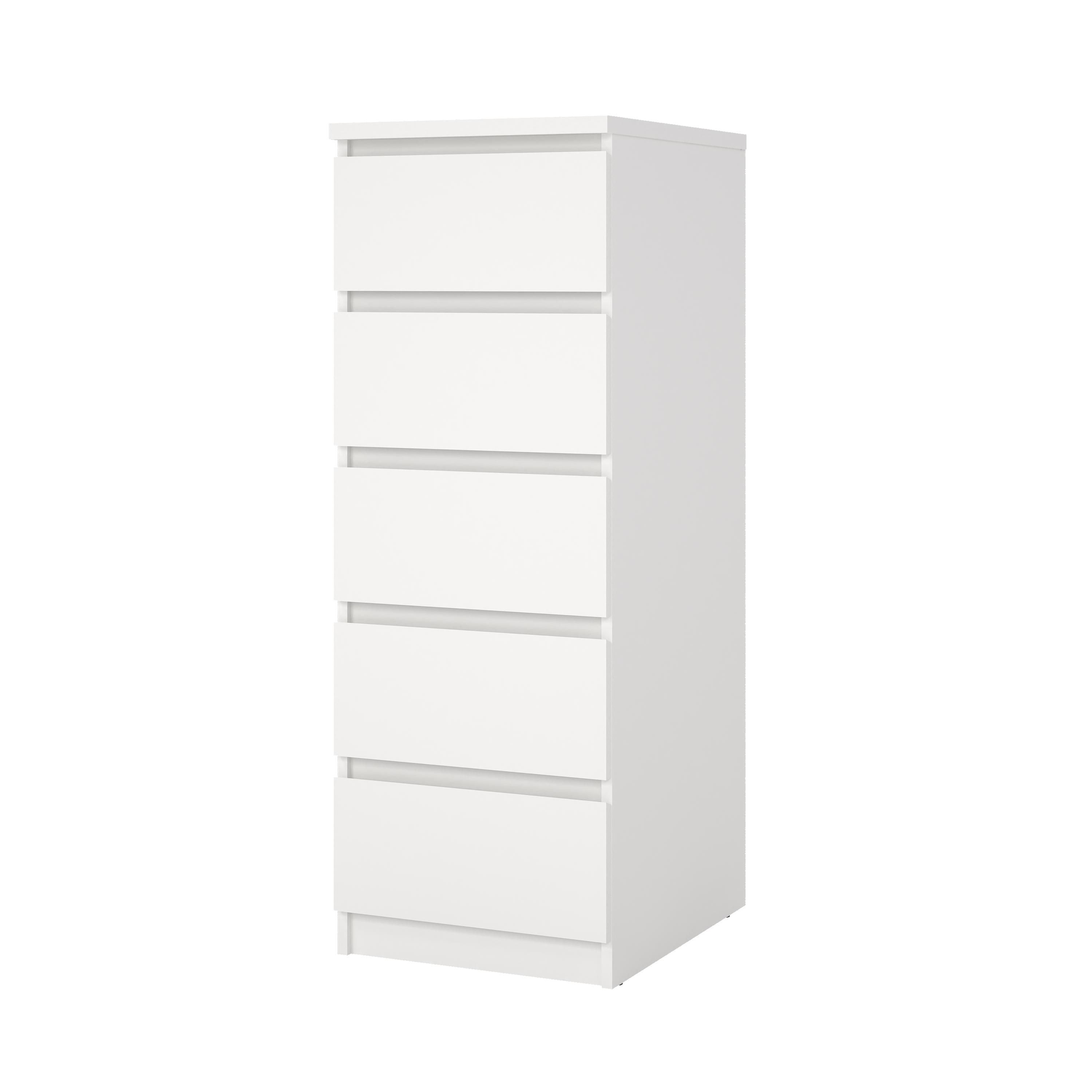 Esla Matt white 5 Drawer Chest (H)1113mm (W)404mm (D)500mm
