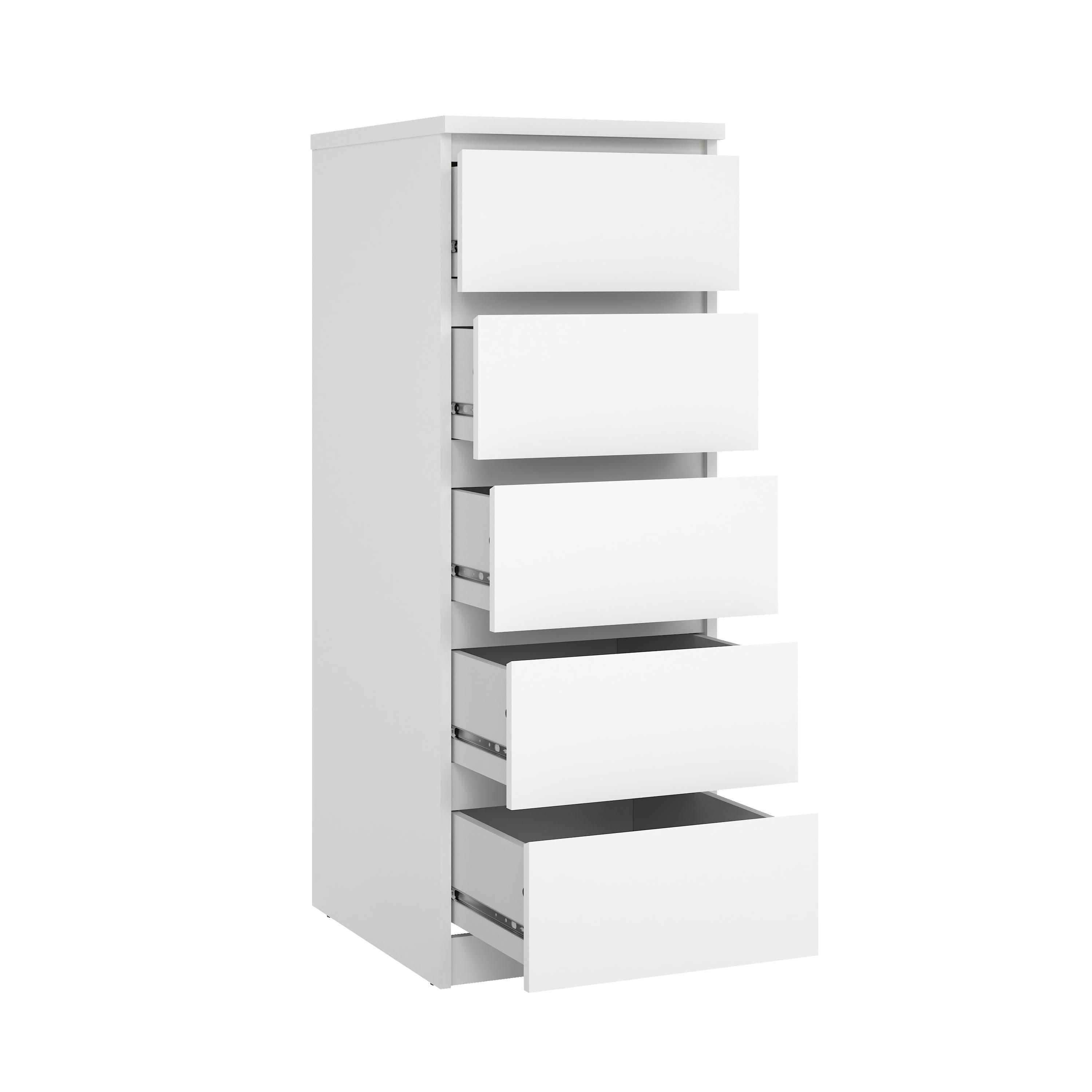 Esla Matt white 5 Drawer Chest (H)1113mm (W)404mm (D)500mm