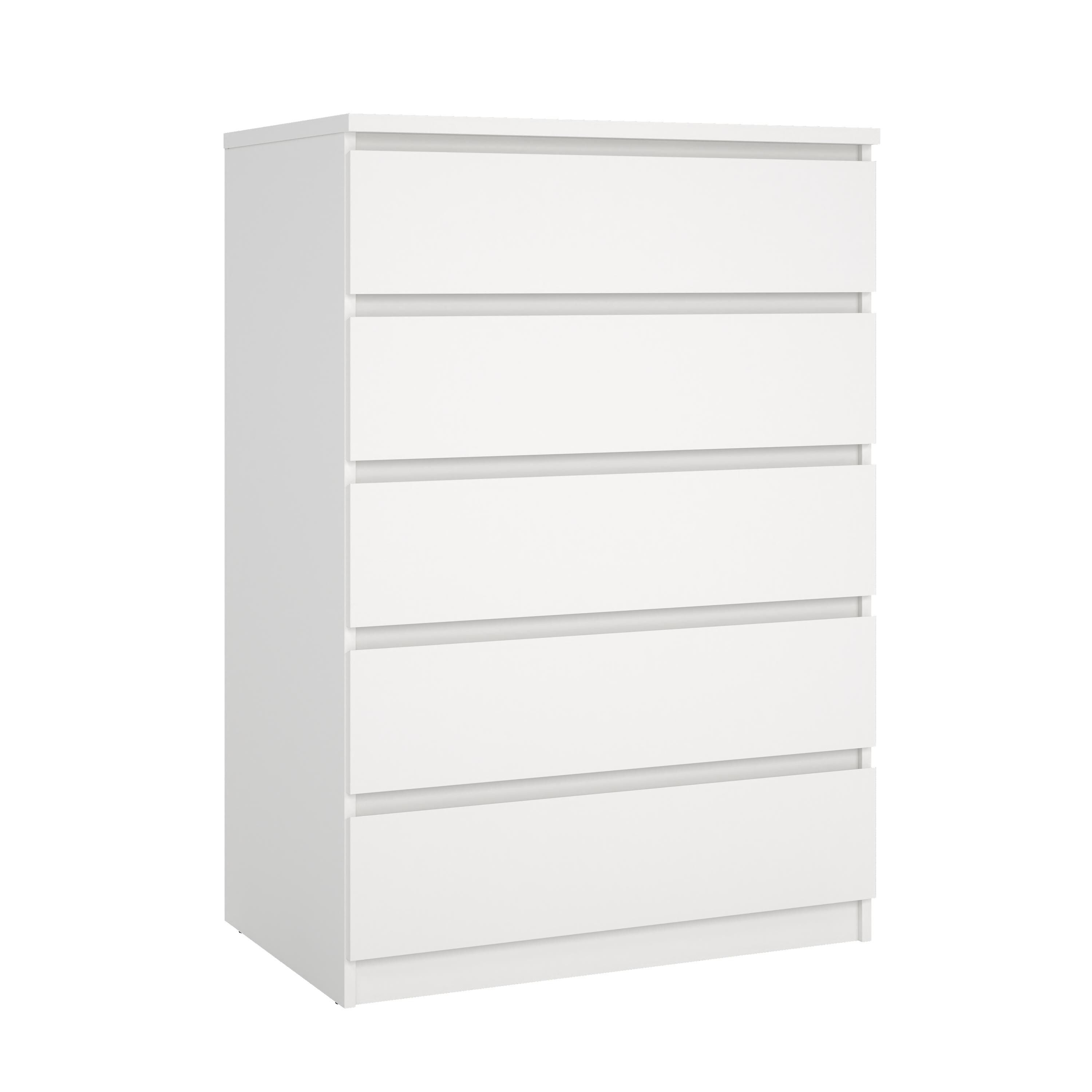Esla Matt white 5 Drawer Chest (H)1113mm (W)770mm (D)500mm