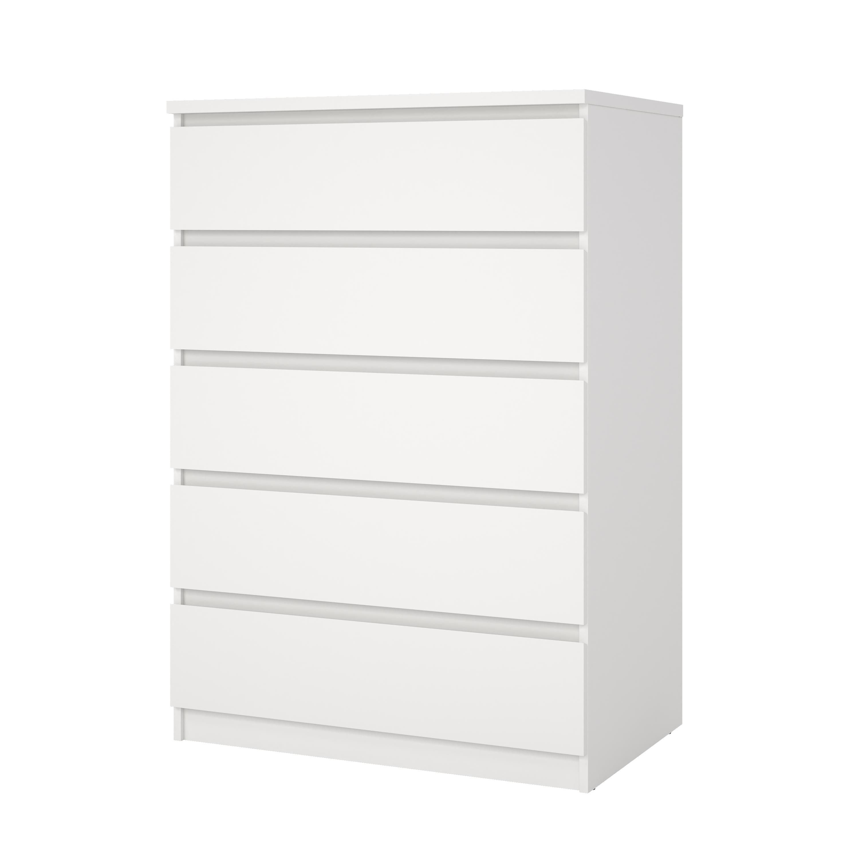 Esla Matt white 5 Drawer Chest (H)1113mm (W)770mm (D)500mm