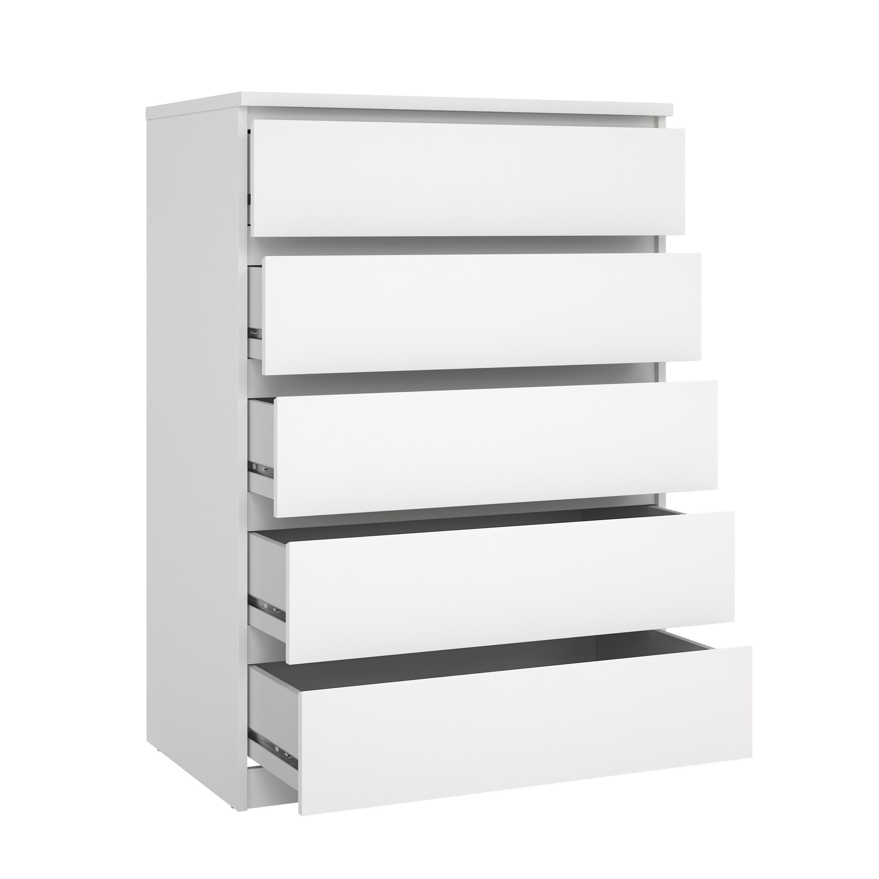 Esla Matt white 5 Drawer Chest (H)1113mm (W)770mm (D)500mm