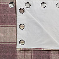 Esmeralda Purple Check Lined Eyelet Curtains (W)167cm (L)183cm, Pair