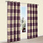 Esmeralda Purple Check Lined Eyelet Curtains (W)167cm (L)228cm, Pair