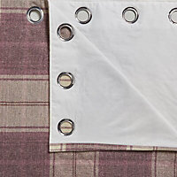 Esmeralda Purple Check Lined Eyelet Curtains (W)167cm (L)228cm, Pair