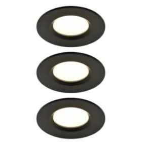 Etana Black Non-adjustable LED Neutral white Downlight 4.7W IP65, Pack of 3