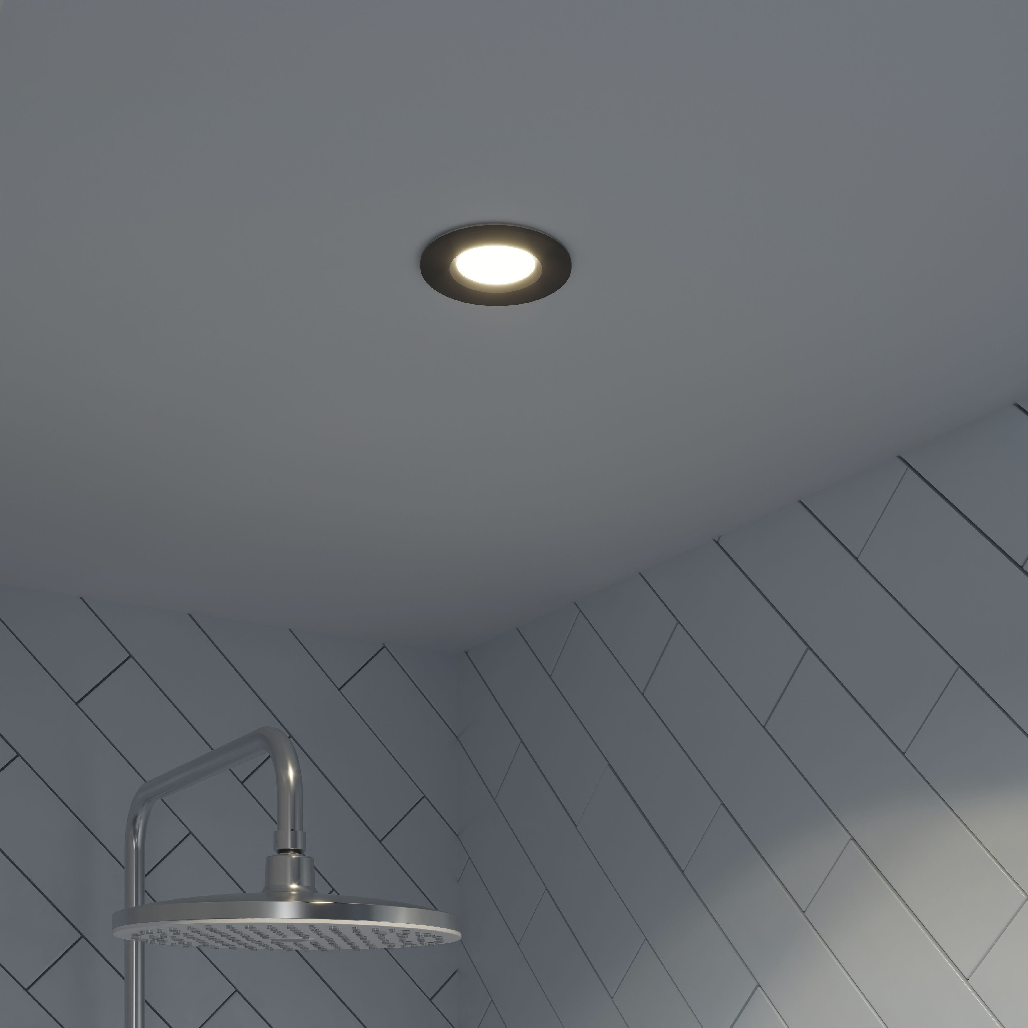 Etana Black Non-adjustable LED Neutral white Downlight 4.7W IP65