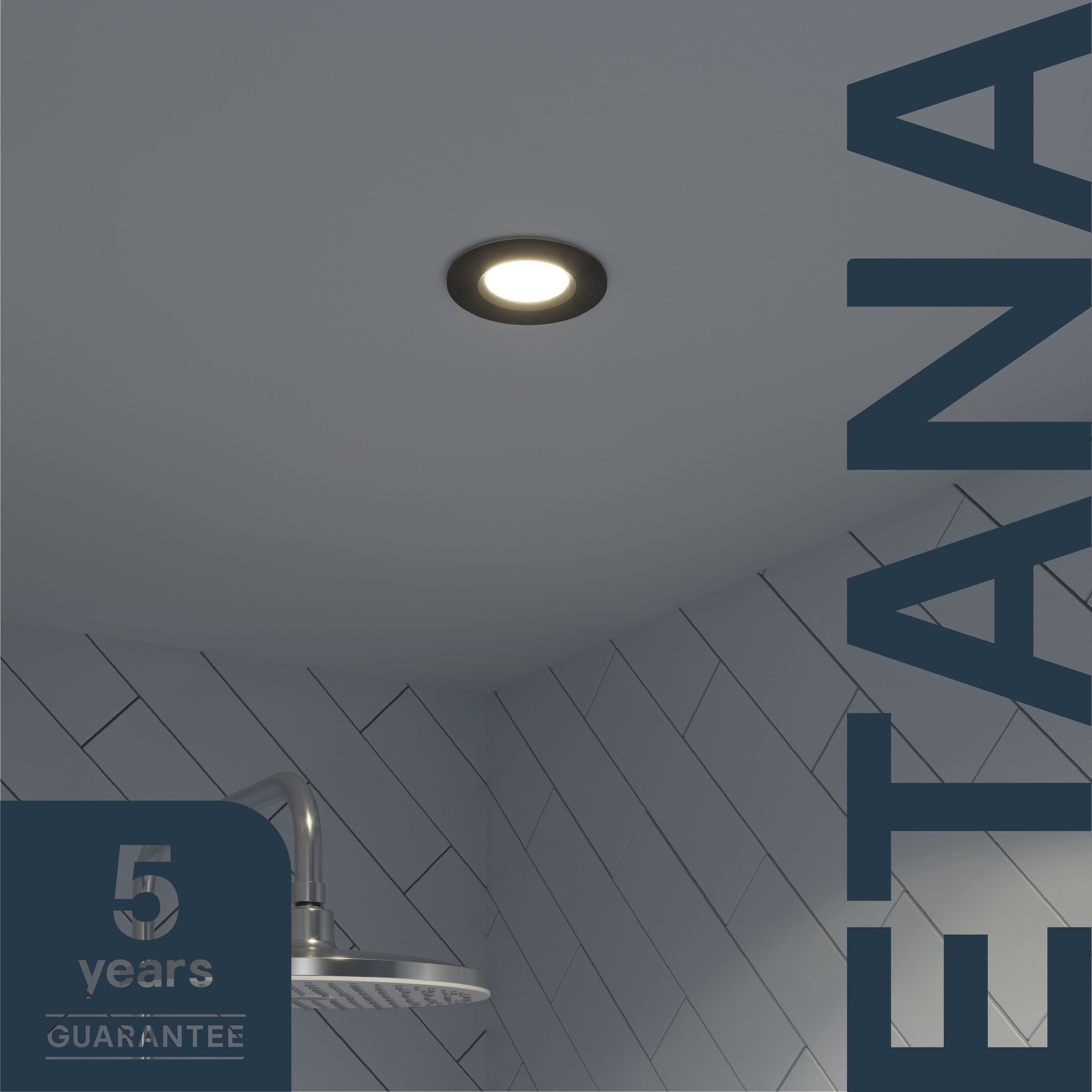 Etana Black Non-adjustable LED Neutral white Downlight 4.7W IP65