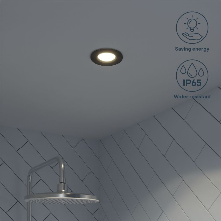 Etana Black Non-adjustable LED Neutral white Downlight 4.7W IP65