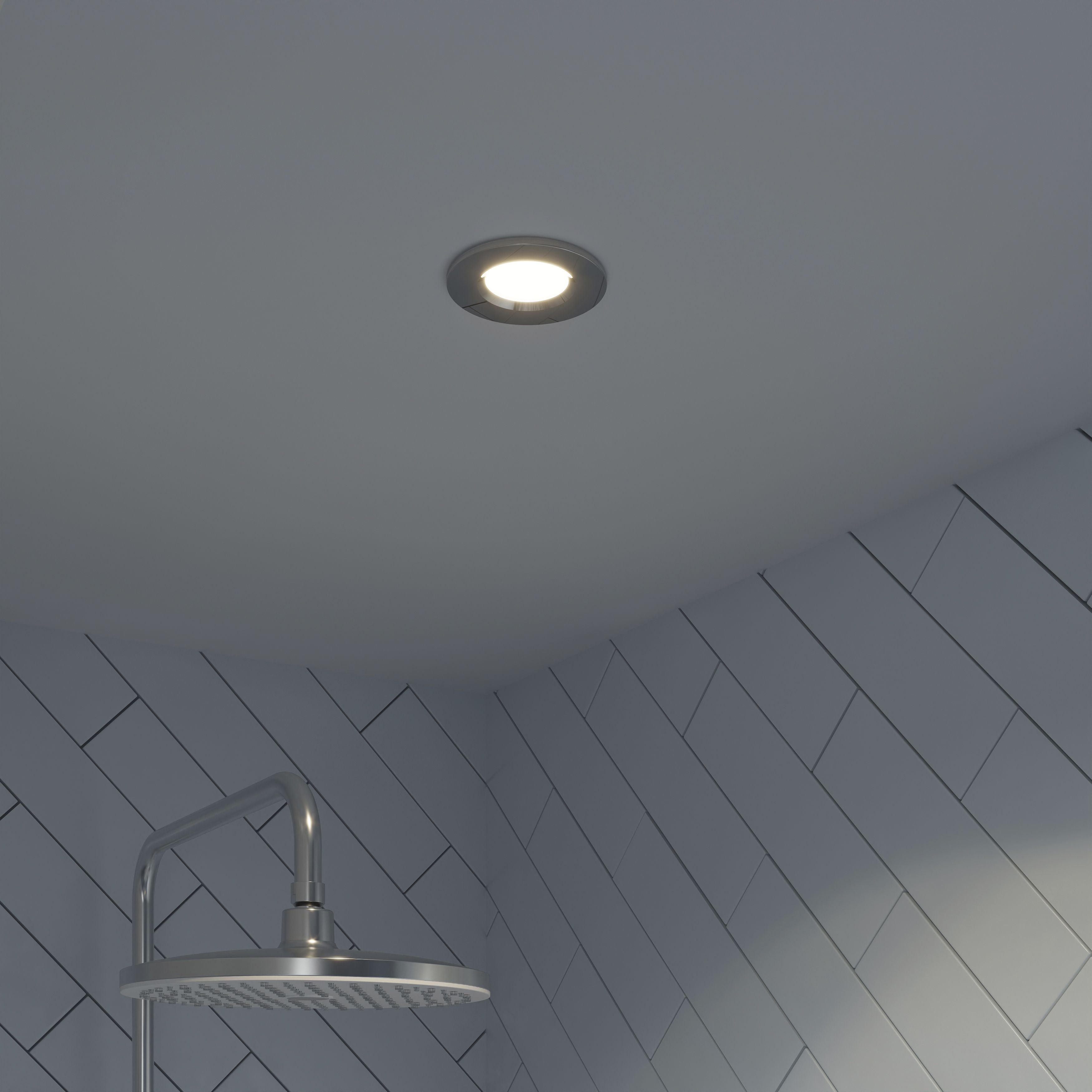 Etana Polished Chrome effect Non-adjustable LED Neutral white Downlight 4.7W IP65
