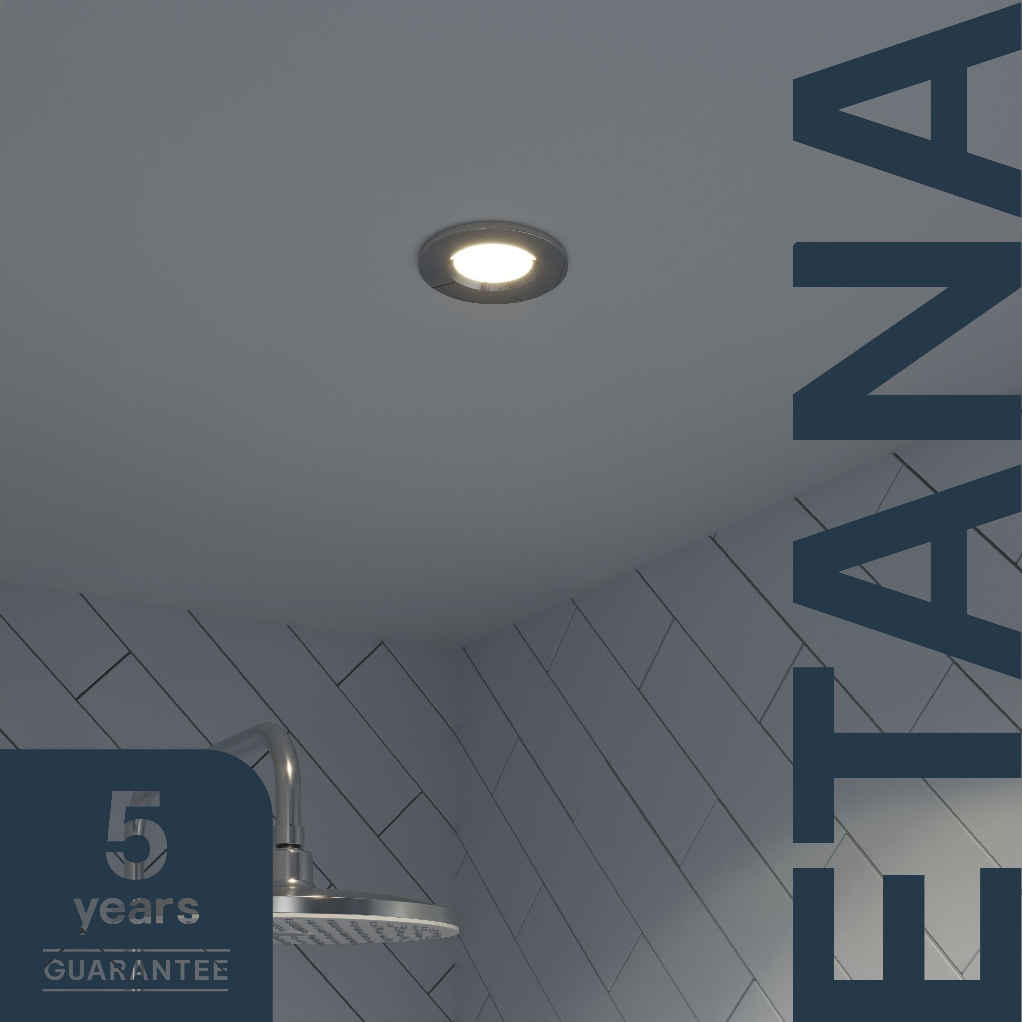 Etana Polished Chrome effect Non-adjustable LED Neutral white Downlight 4.7W IP65