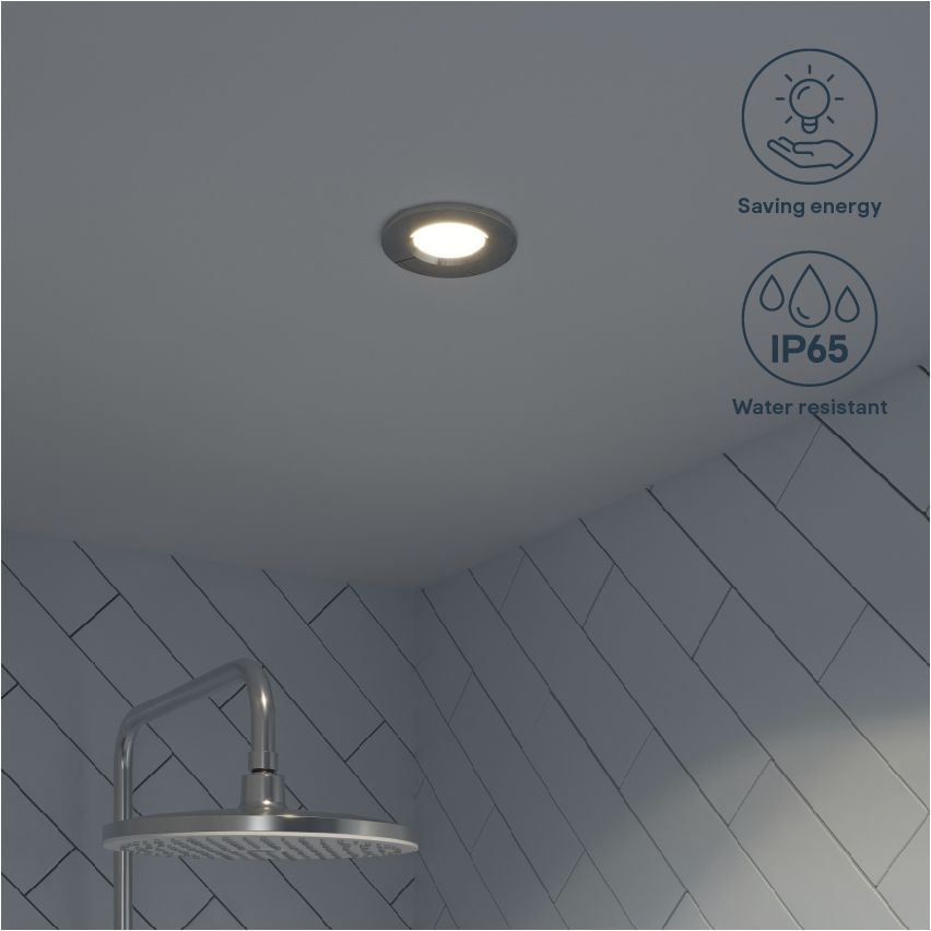 Etana Polished Chrome effect Non-adjustable LED Neutral white Downlight 4.7W IP65