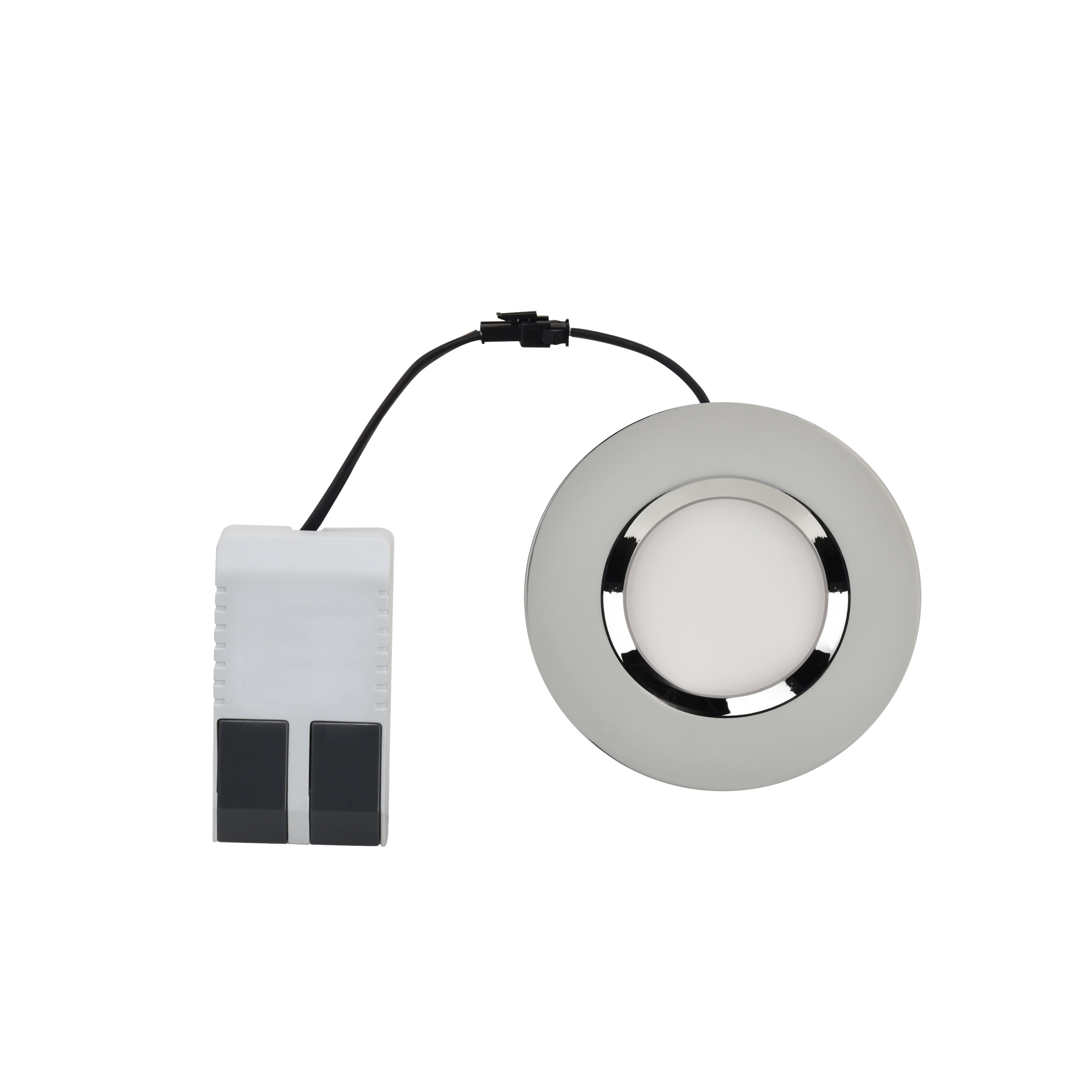 Etana Polished Chrome effect Non-adjustable LED Warm white Downlight 4.7W IP65, Pack of 3