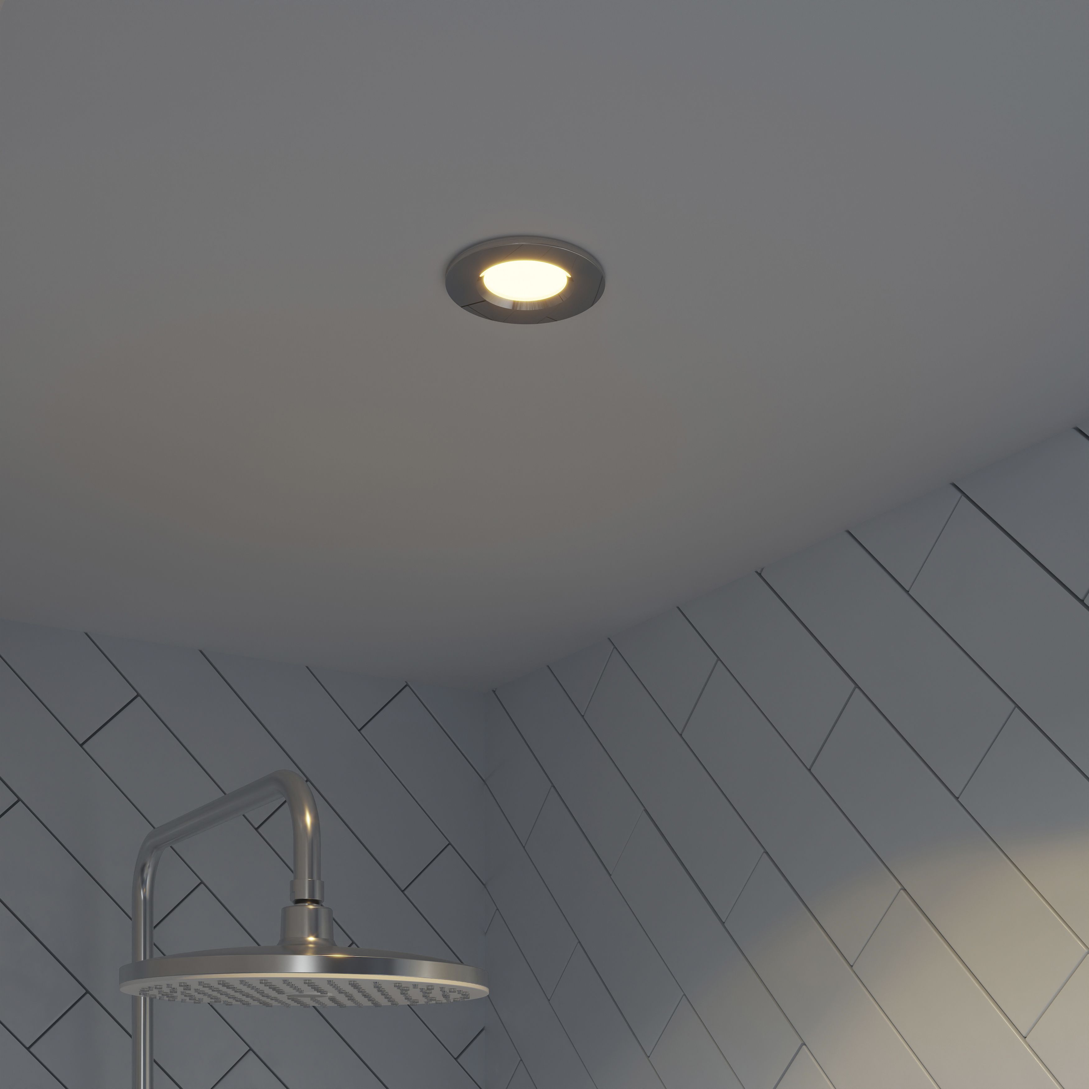 Etana Polished Chrome effect Non-adjustable LED Warm white Downlight 4.7W IP65