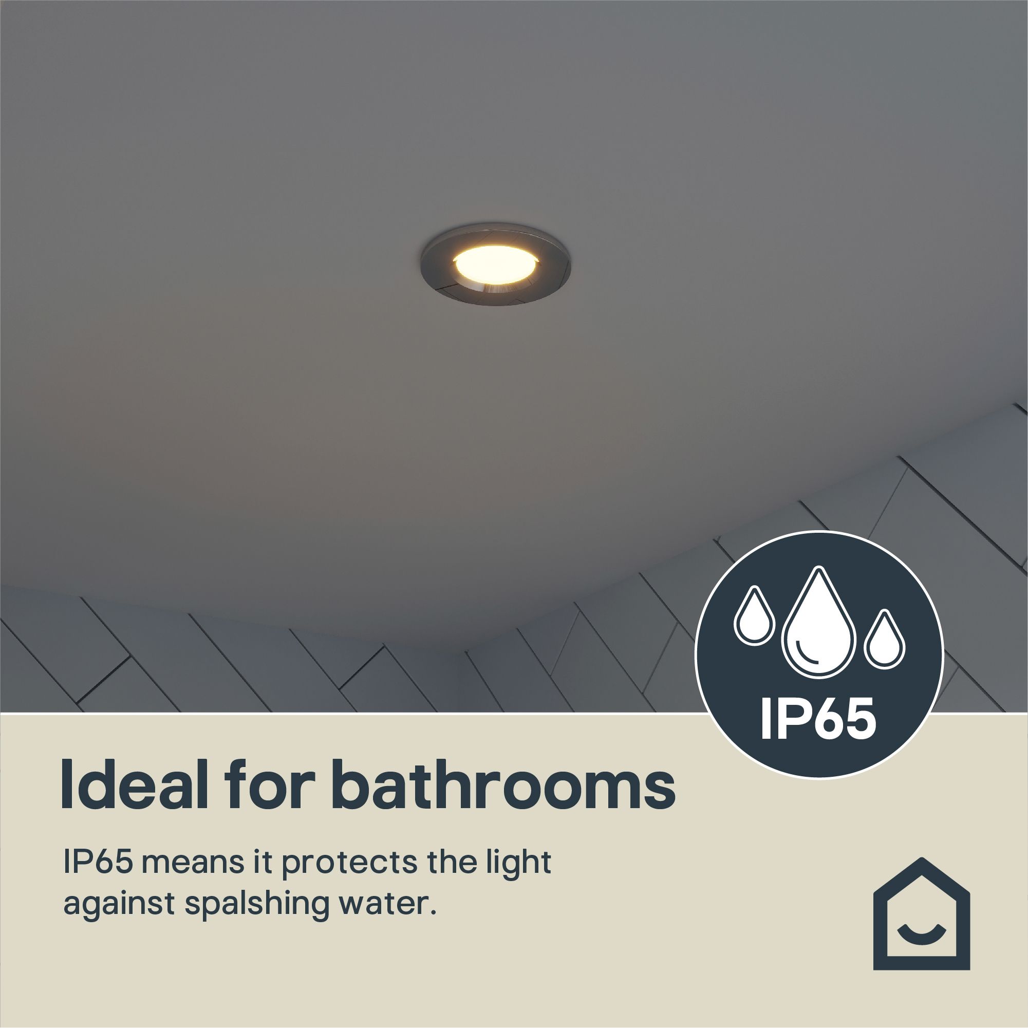 Etana Polished Chrome effect Non-adjustable LED Warm white Downlight 4.7W IP65