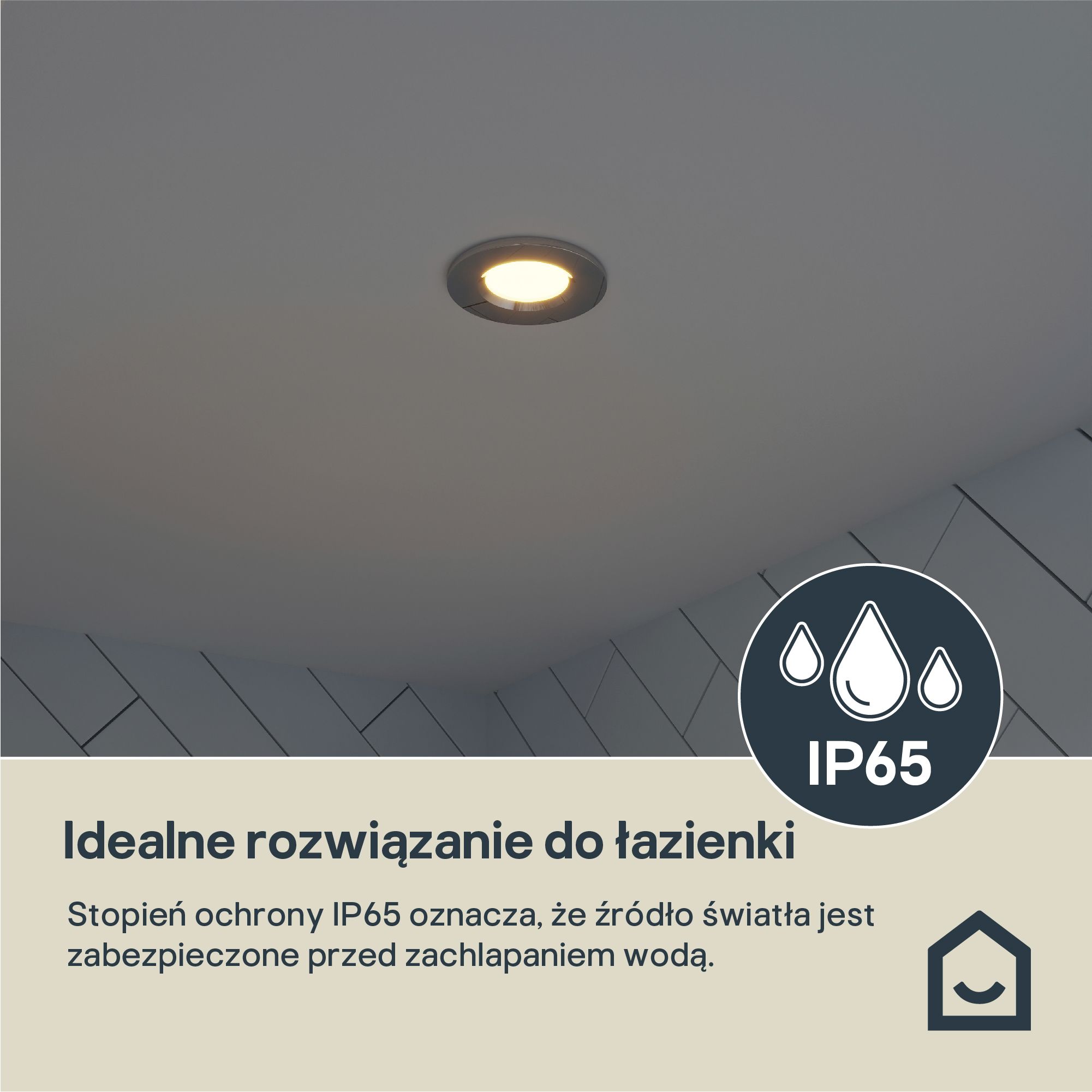 Etana Polished Chrome effect Non-adjustable LED Warm white Downlight 4.7W IP65