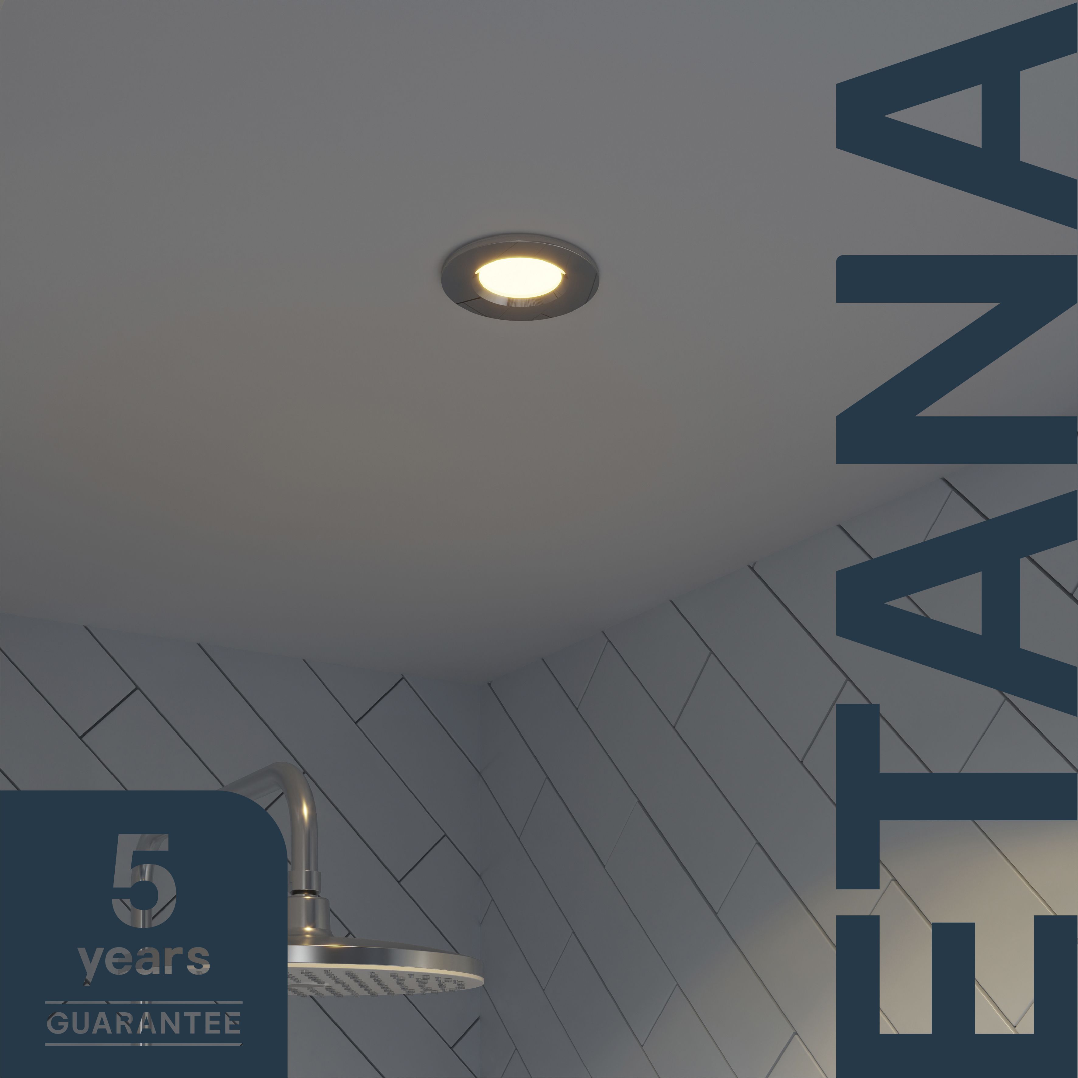 Etana Polished Chrome effect Non-adjustable LED Warm white Downlight 4.7W IP65