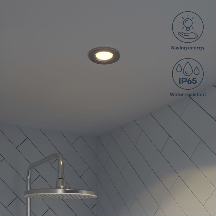 Etana Polished Chrome effect Non-adjustable LED Warm white Downlight 4.7W IP65
