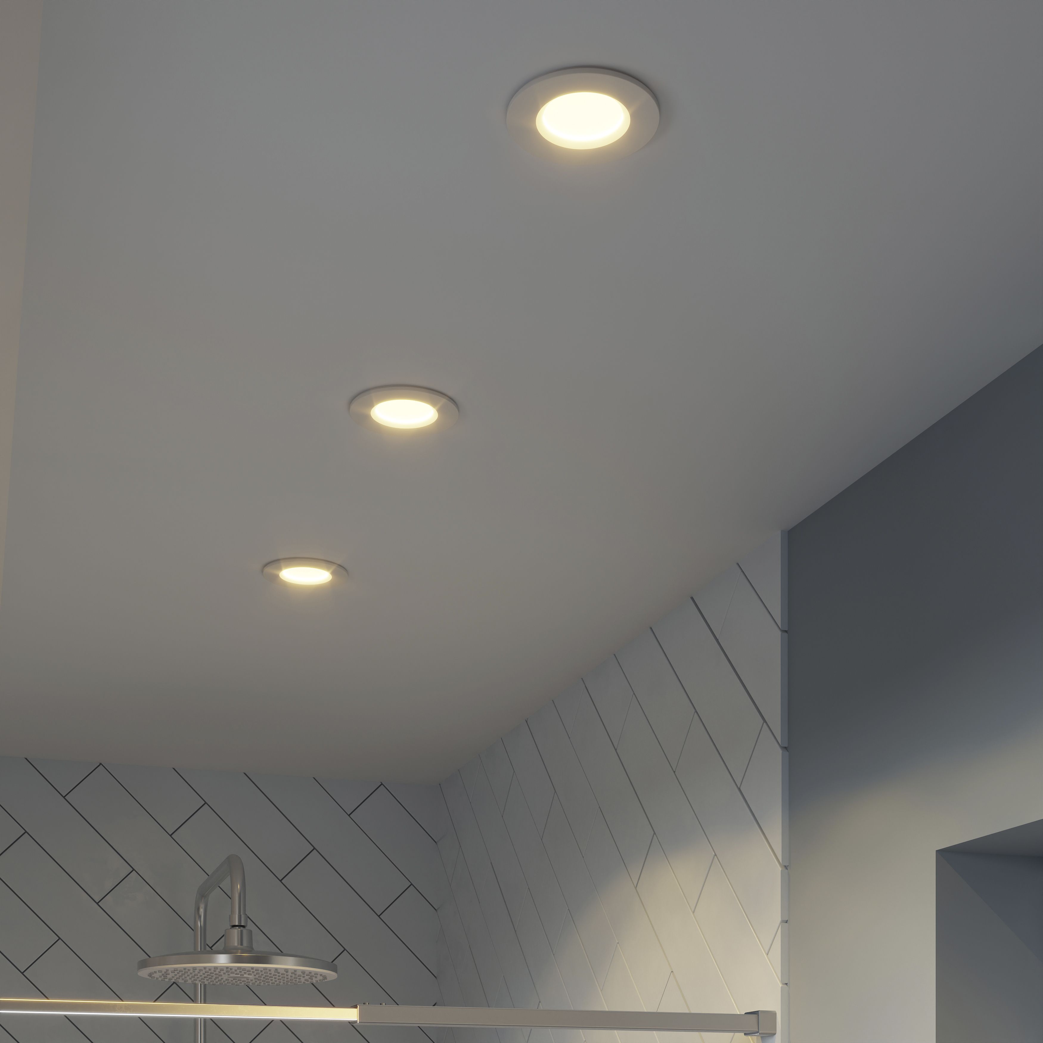 Etana White Non-adjustable LED Warm white Downlight 4.7W IP65, Pack of 3
