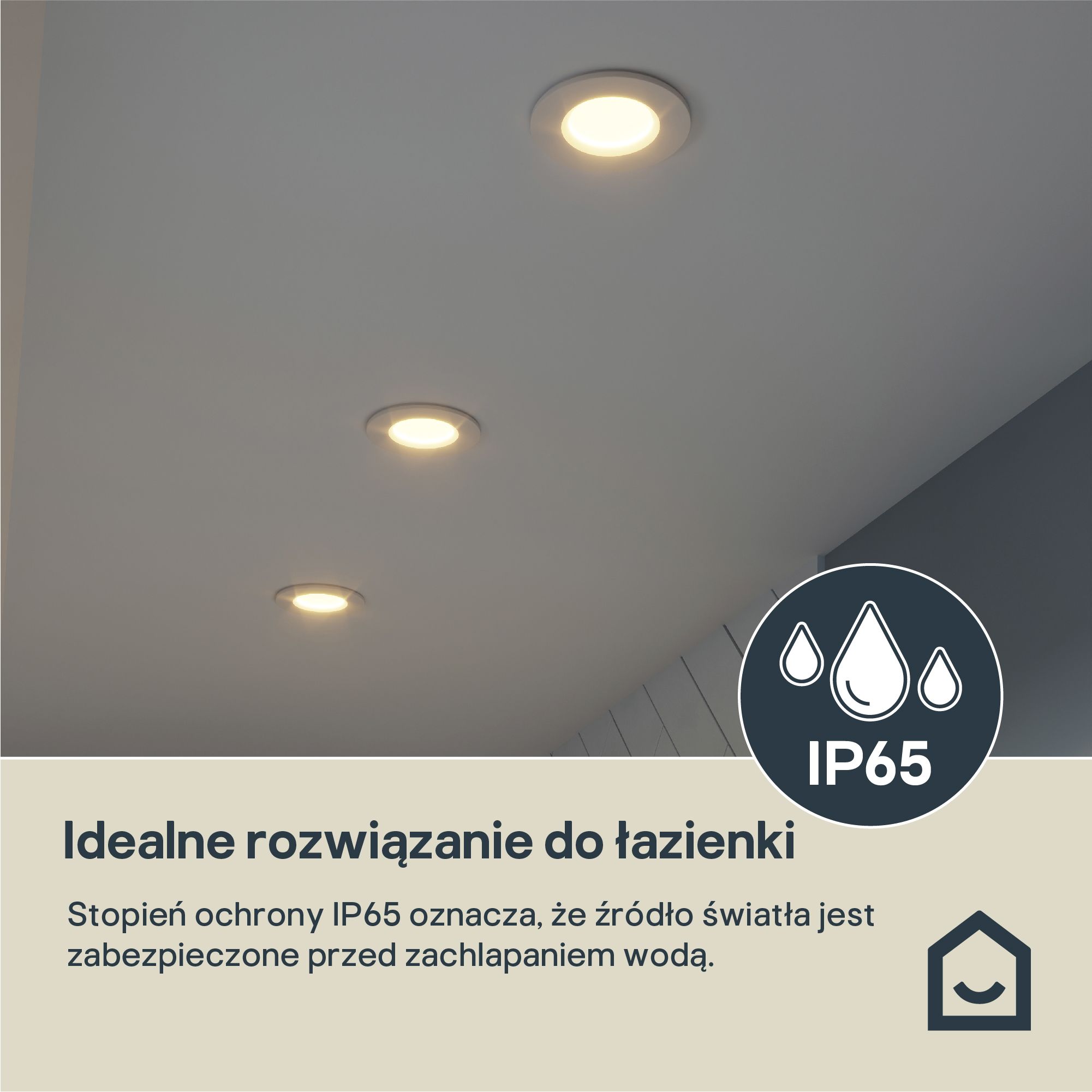 Etana White Non-adjustable LED Warm white Downlight 4.7W IP65, Pack of 3