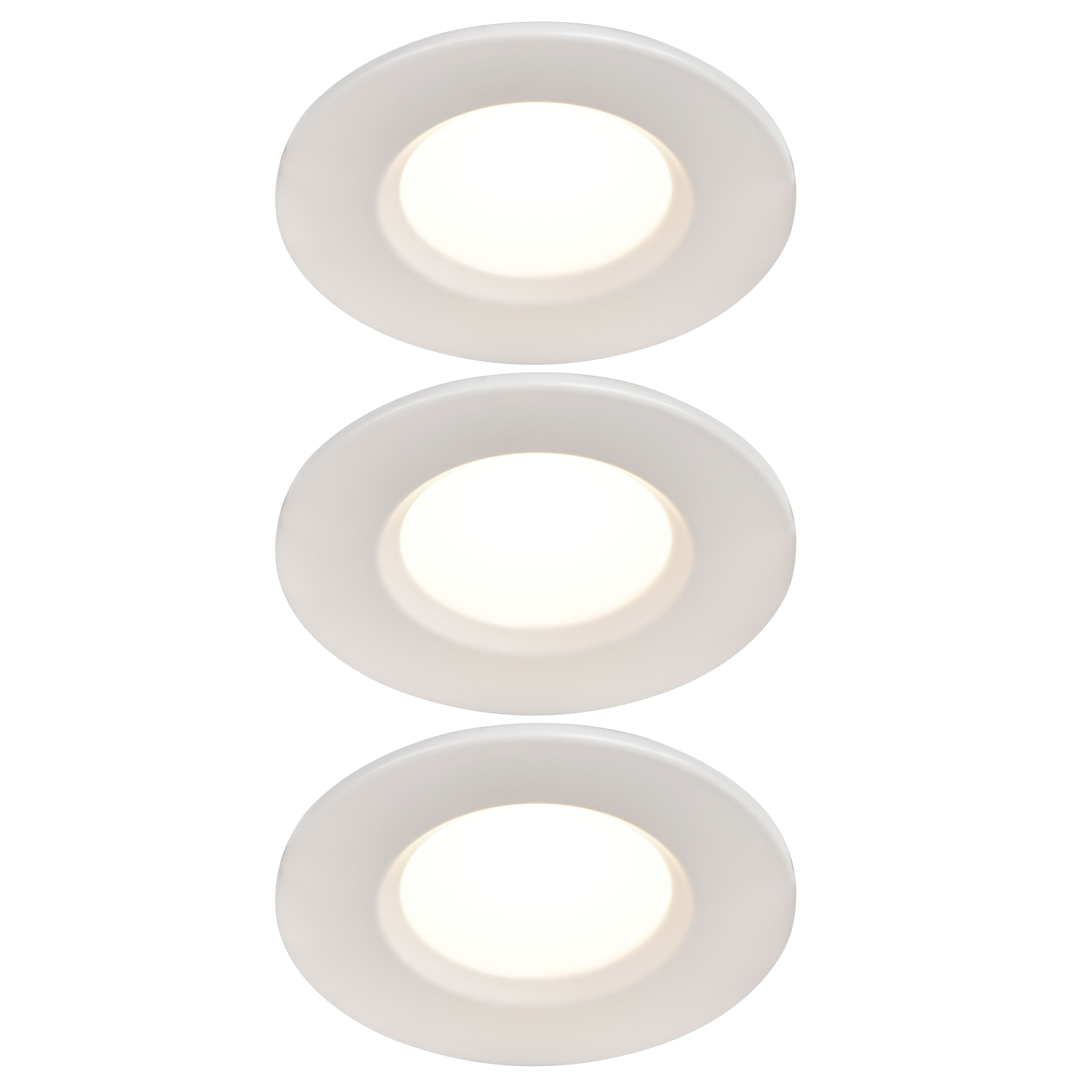 Etana White Non-adjustable LED Warm white Downlight 4.7W IP65, Pack of 3