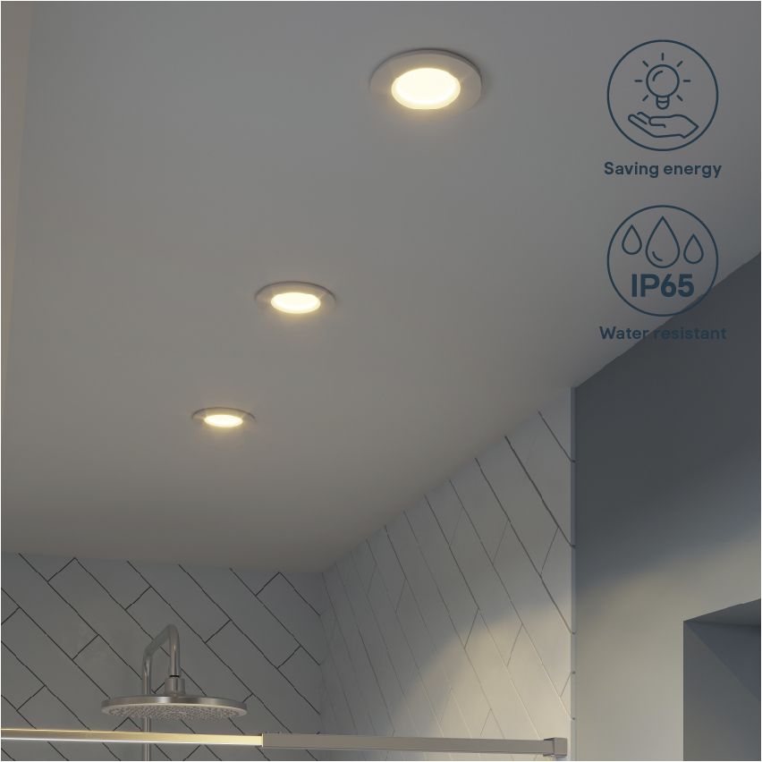 Etana White Non-adjustable LED Warm white Downlight 4.7W IP65, Pack of 3